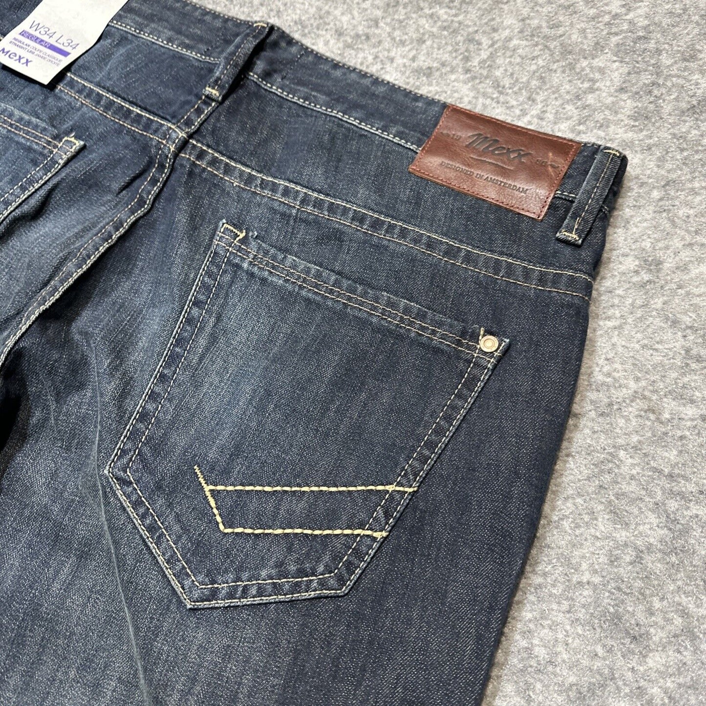 New Mexx Regular Fit Straight Jeans Men's Size 34x34 Dark Blue Denim
