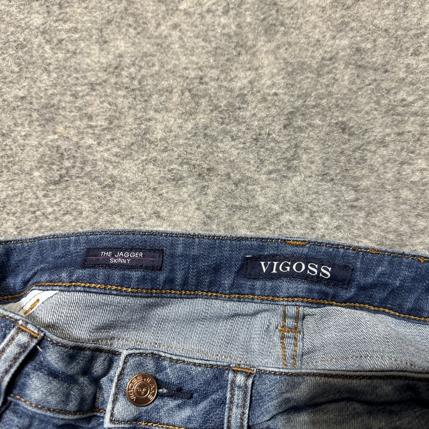 Vigoss Distressed Jagger Skinny Jeans Women's Size 25 / 28 Blue Denim Zip Pocket