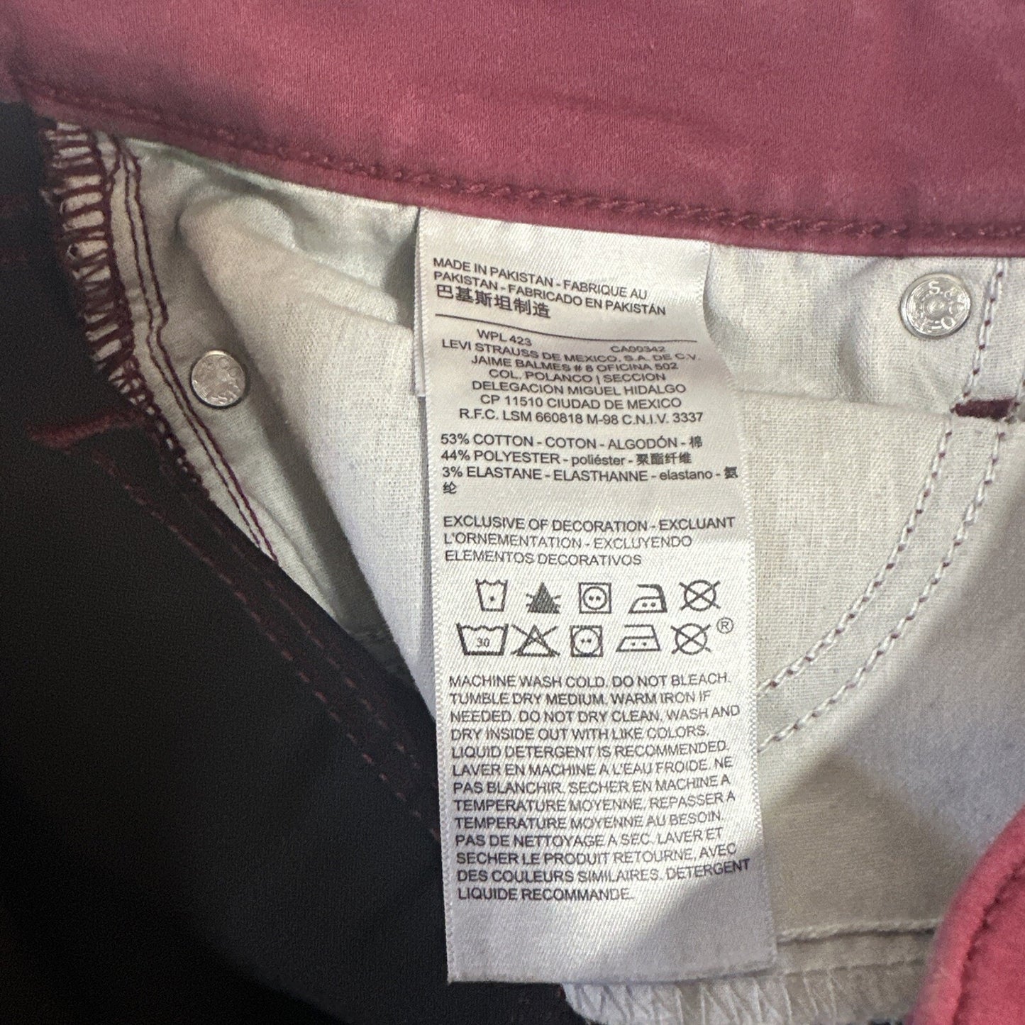Denizen Levi's Jegging Womens Jeans Size 5 - 27W Burgundy Red Denim