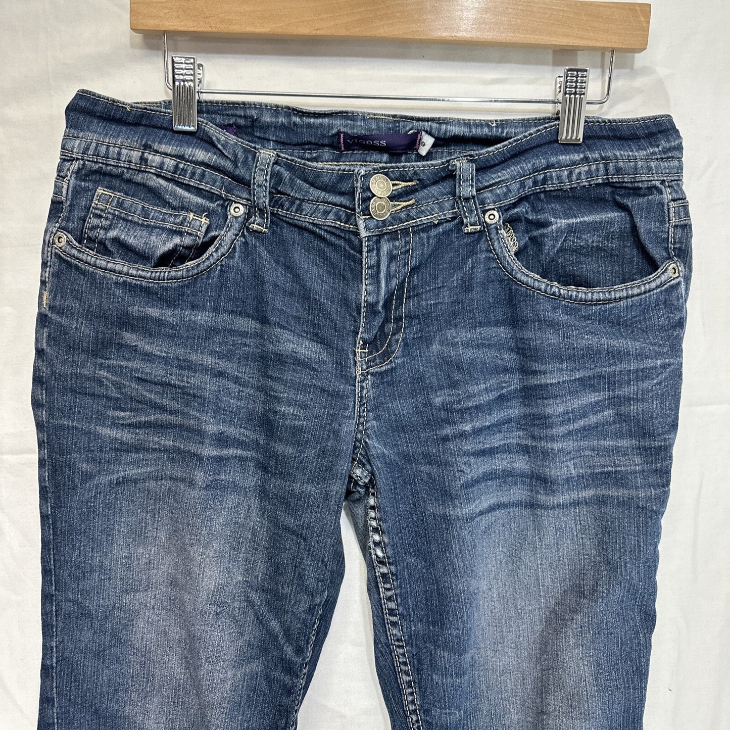 Vigoss Cuffed Capri Jeans Women’s Size 9 Blue Dark Wash Stretch Denim