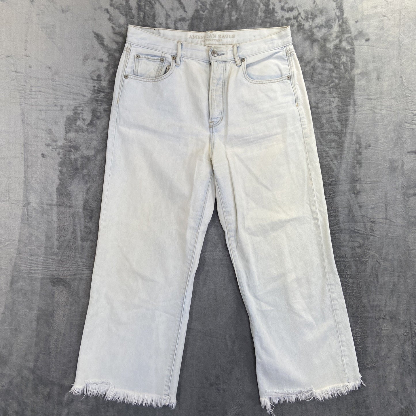American Eagle Wide Leg Crop Jeans Women's Size 10 R Blue Denim