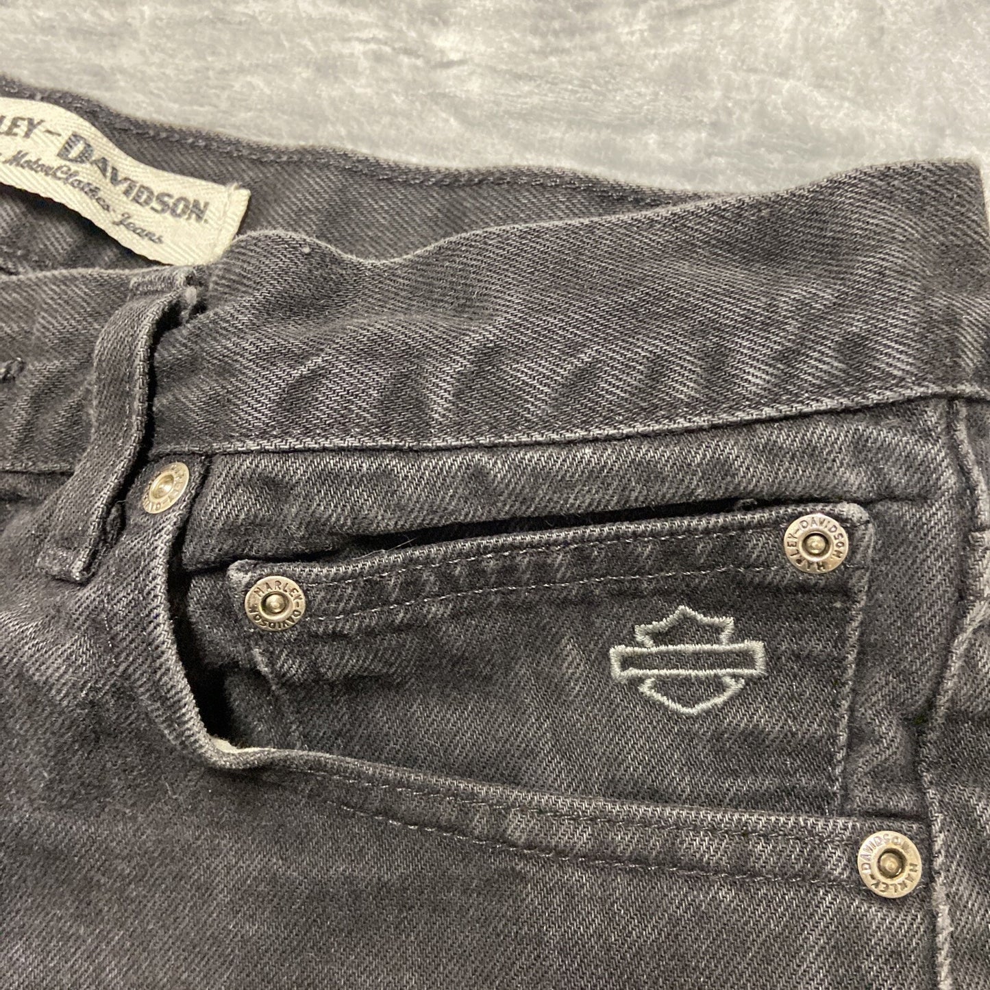 Harley Davidson Cut Off Jean Shorts Women's Size 10 Black Denim