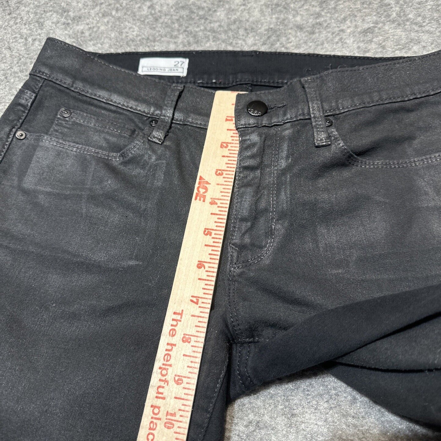 Gap 1969 Women's Leather Coated Legging Jean Size 27 Black Denim