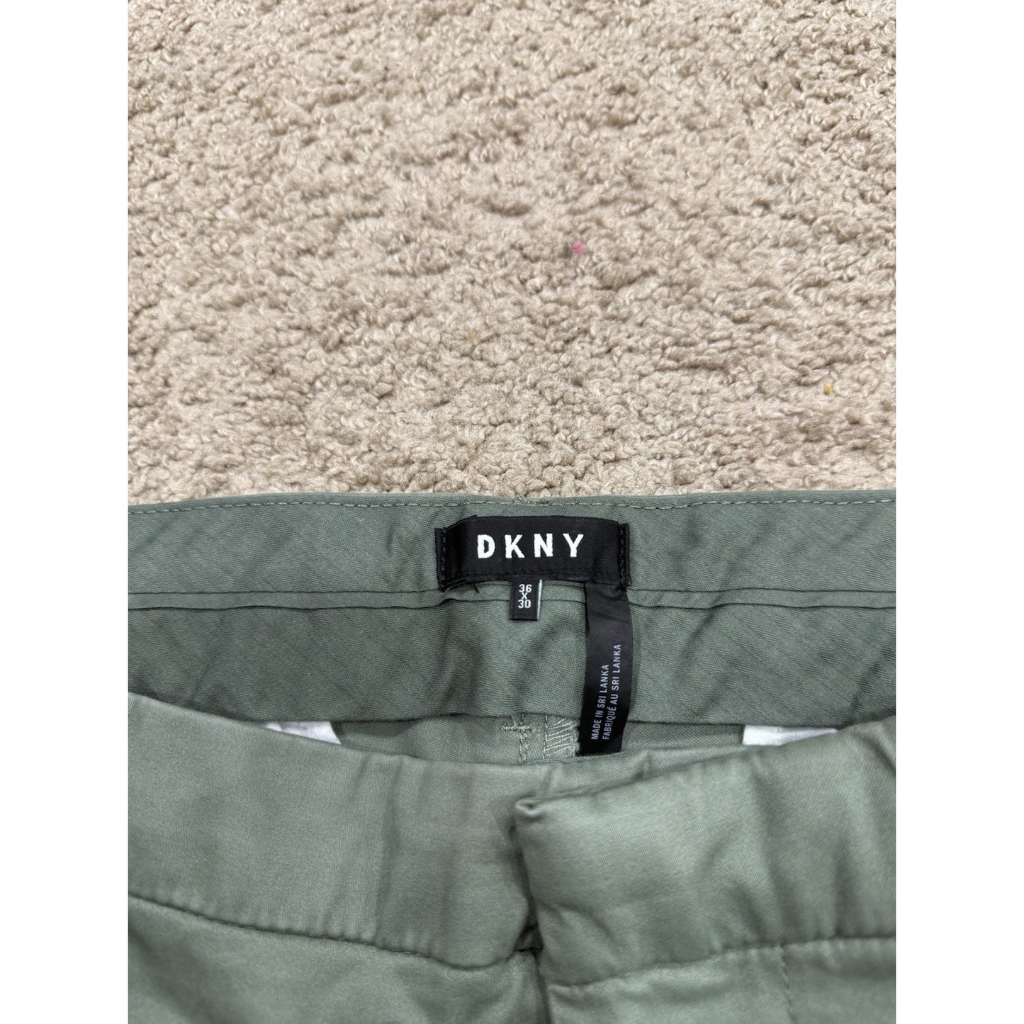 Dkny Men's Green Pants Slim Straight Fit Stretch Trouser Pants Size 36x30