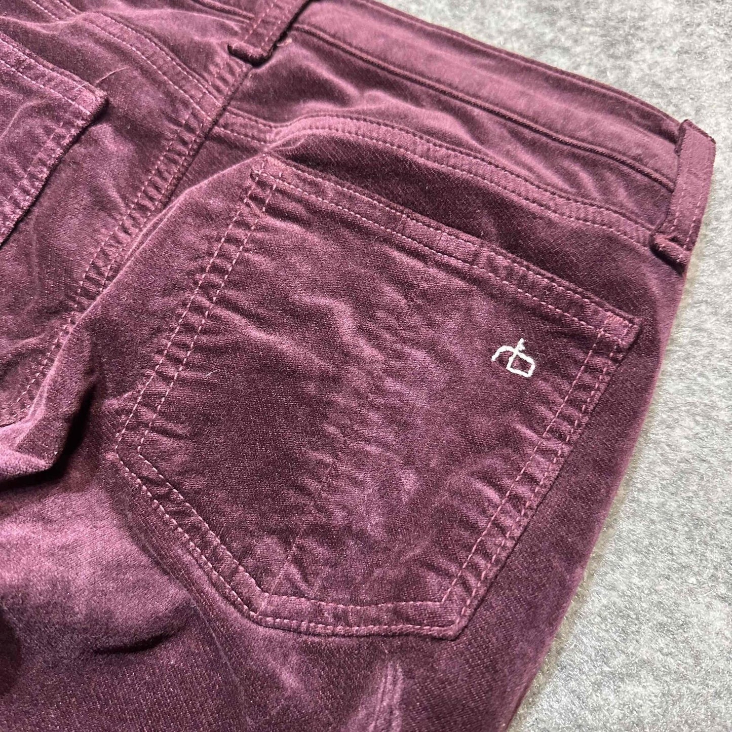 Rag & Bone Women's Velvet Skinny Corduroy Jeans Size 23 Burgundy Dark Wash