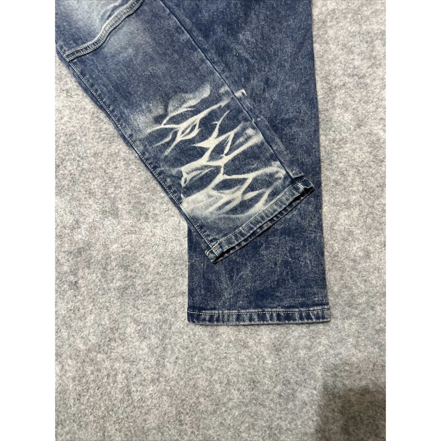 New Level 1 Denim Men's Slim Straight Jeans Sz 40x32 Blue Hip Streetwear Grunge