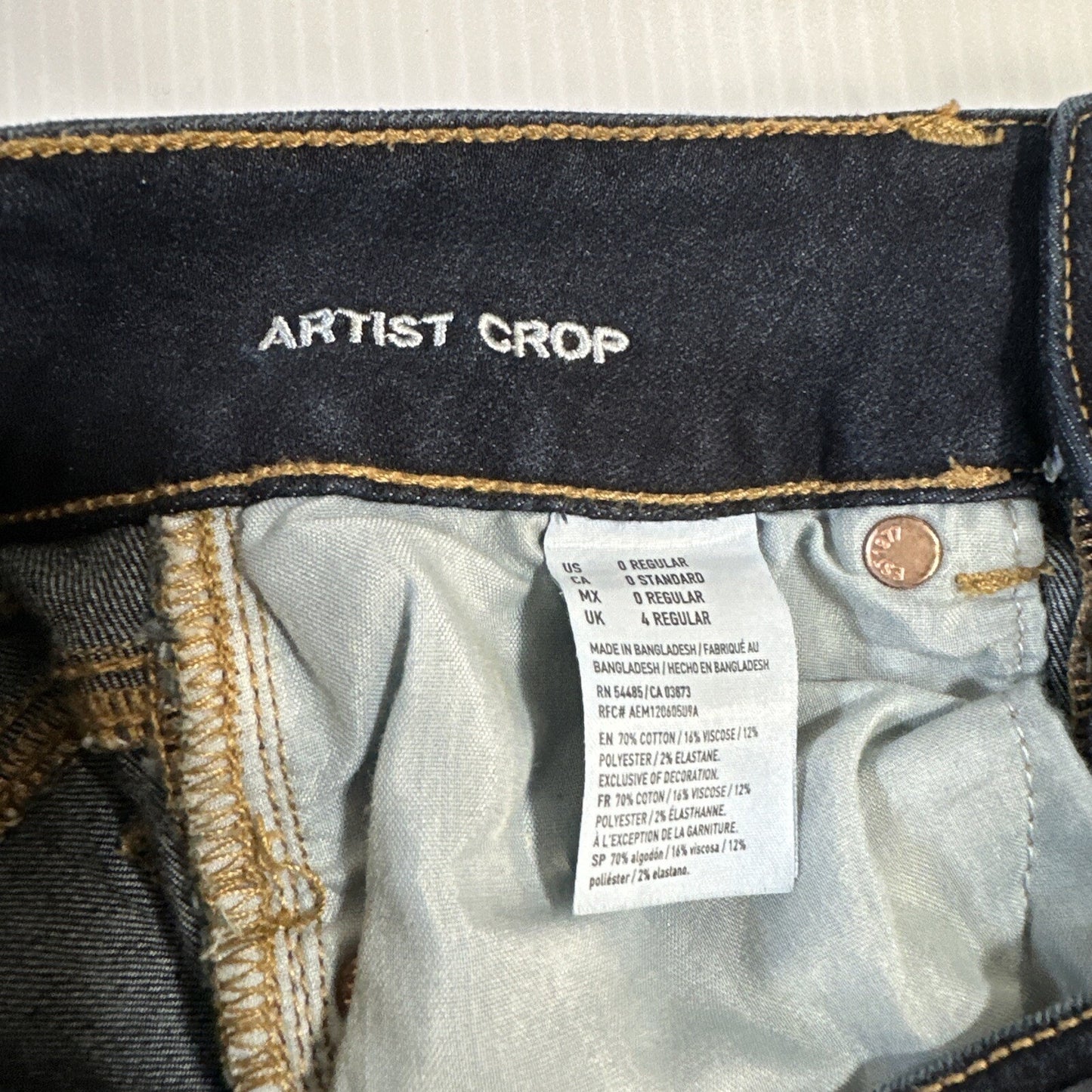 American Eagle Artist Crop Super Stretch Women's Jeans Size 0 R Blue Denim