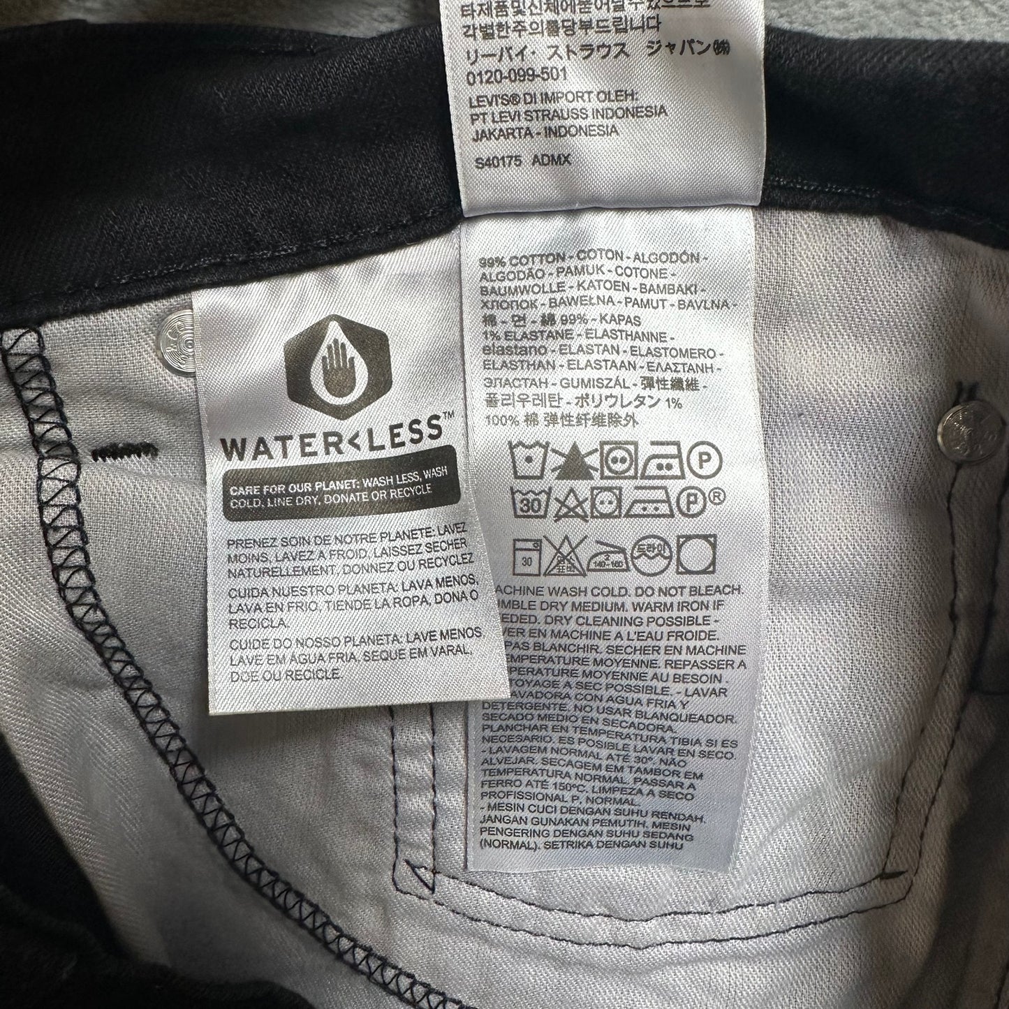 Levi's Regular Tapered Jeans Men's Size 40x34 Black Denim
