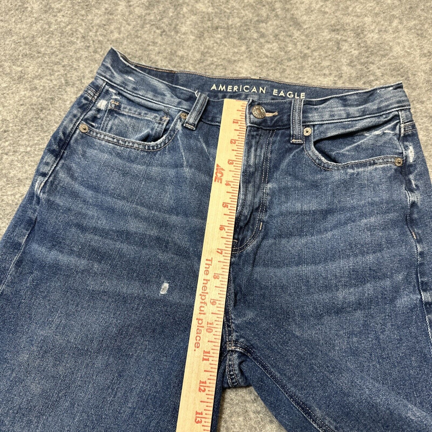 American Eagle Relaxed Mom Women's Distressed Jeans Size 4 R Blue Medium Denim