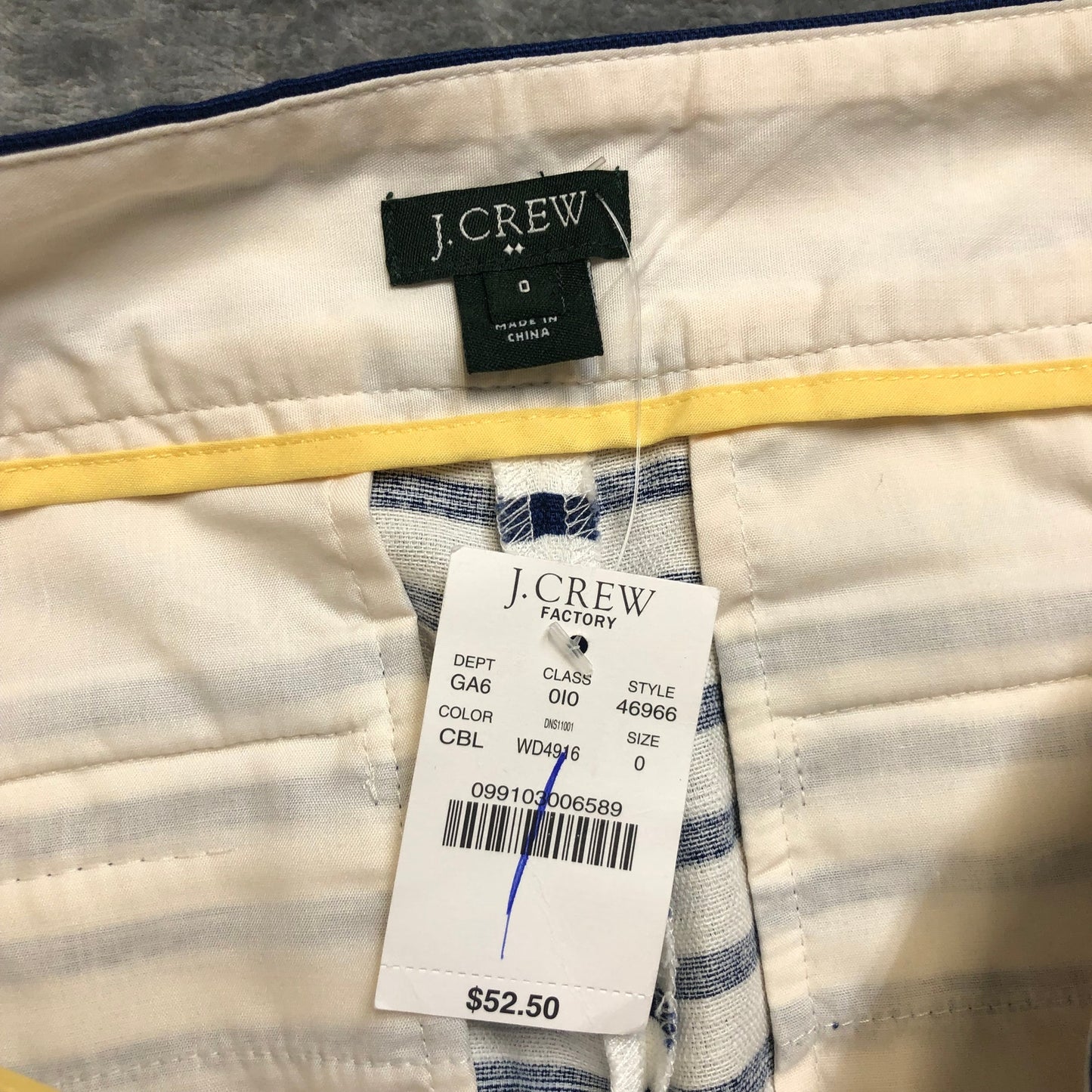 New J.Crew Linen Shorts Women's Size 0 Pinstripe Blue White