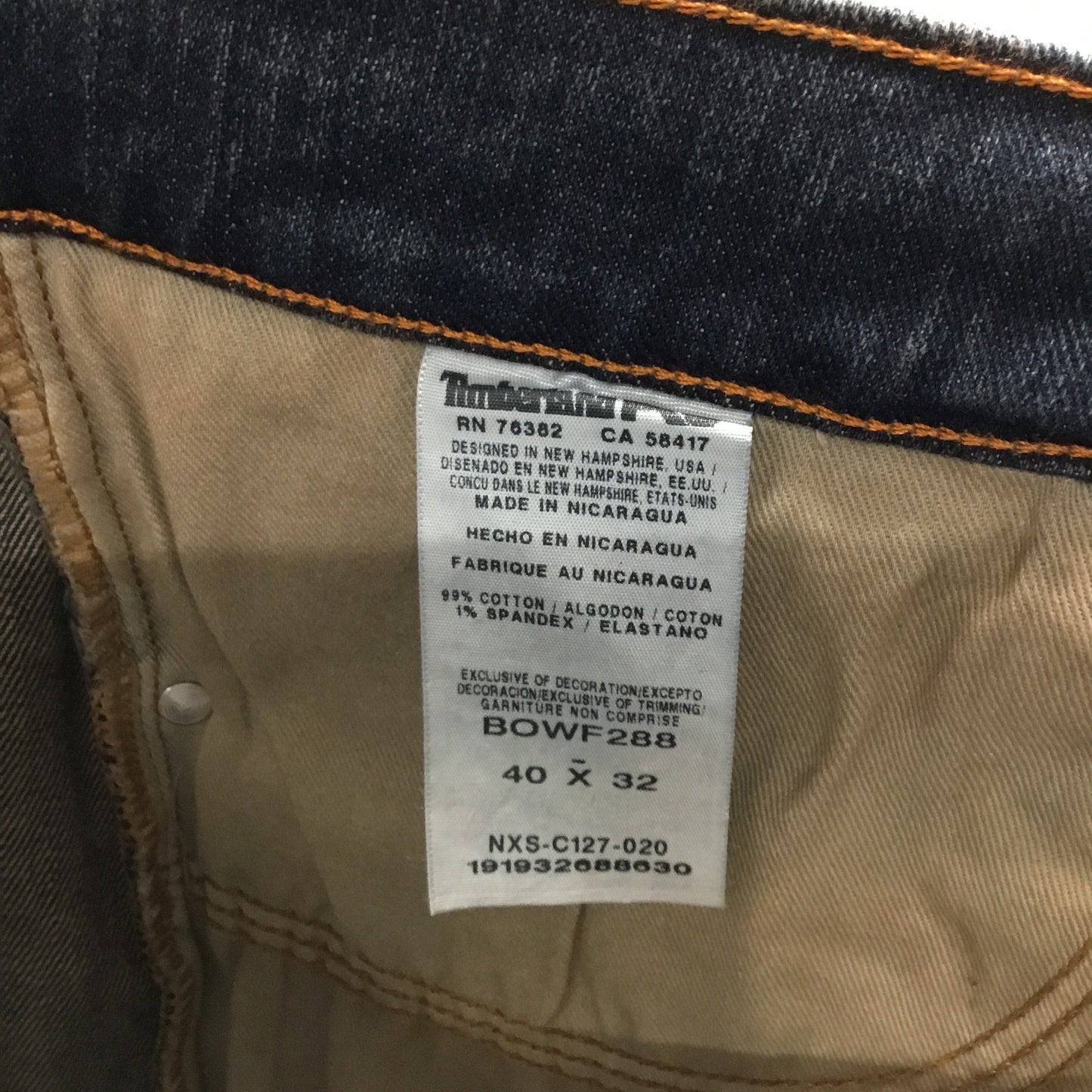 New Timberland PRO Modern Fit Grit-N-Grind Straight Jeans Men's Size 40x32 Blue Denim