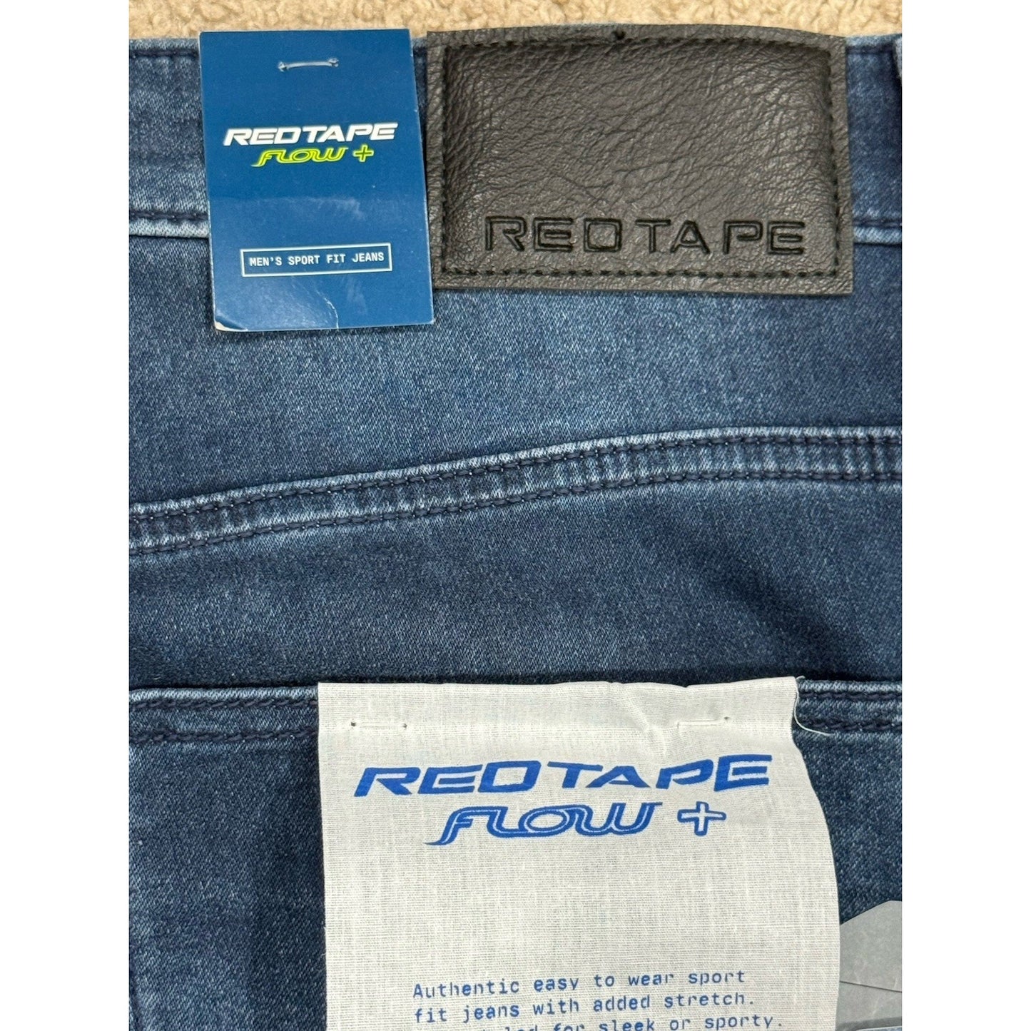 Redtape Men's Blue Denim Jeans Skinny Flow+ Sport Fit Size 32x31