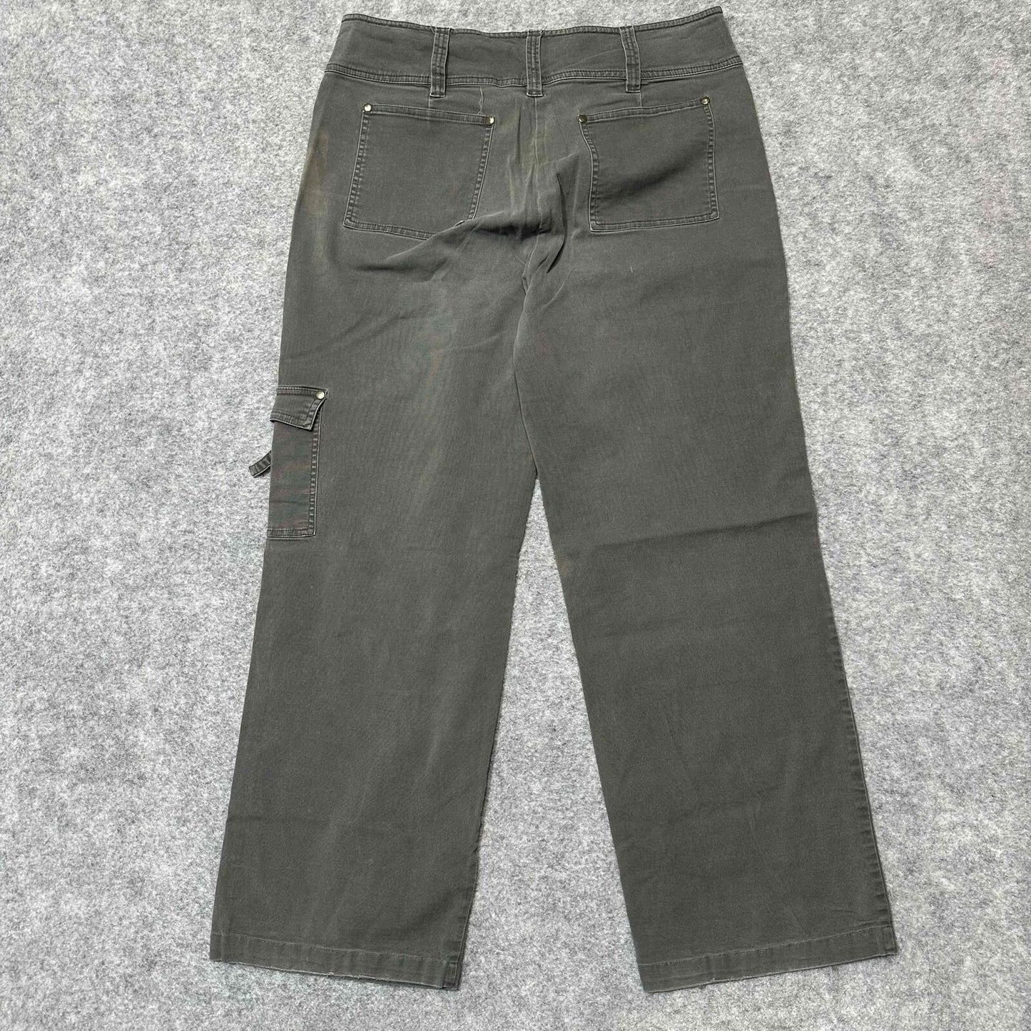 CAbi Women's Bootcut Cargo Multiple Pocket Jeans Size 12 Black Dark Wash Denim