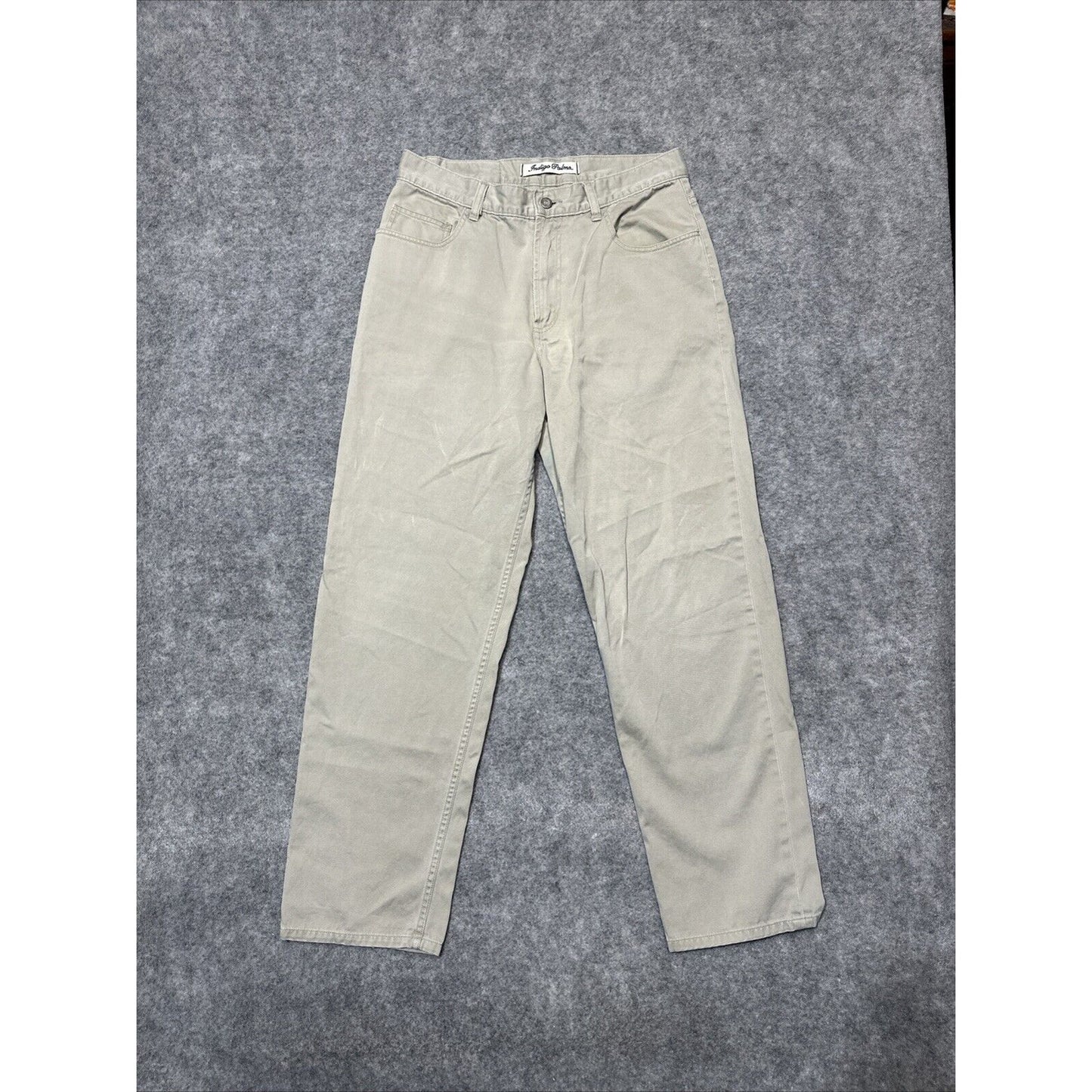 Indigo Palms Relaxed Fit Men's Straight Jeans Size 33x32 Beige Light Wash Denim