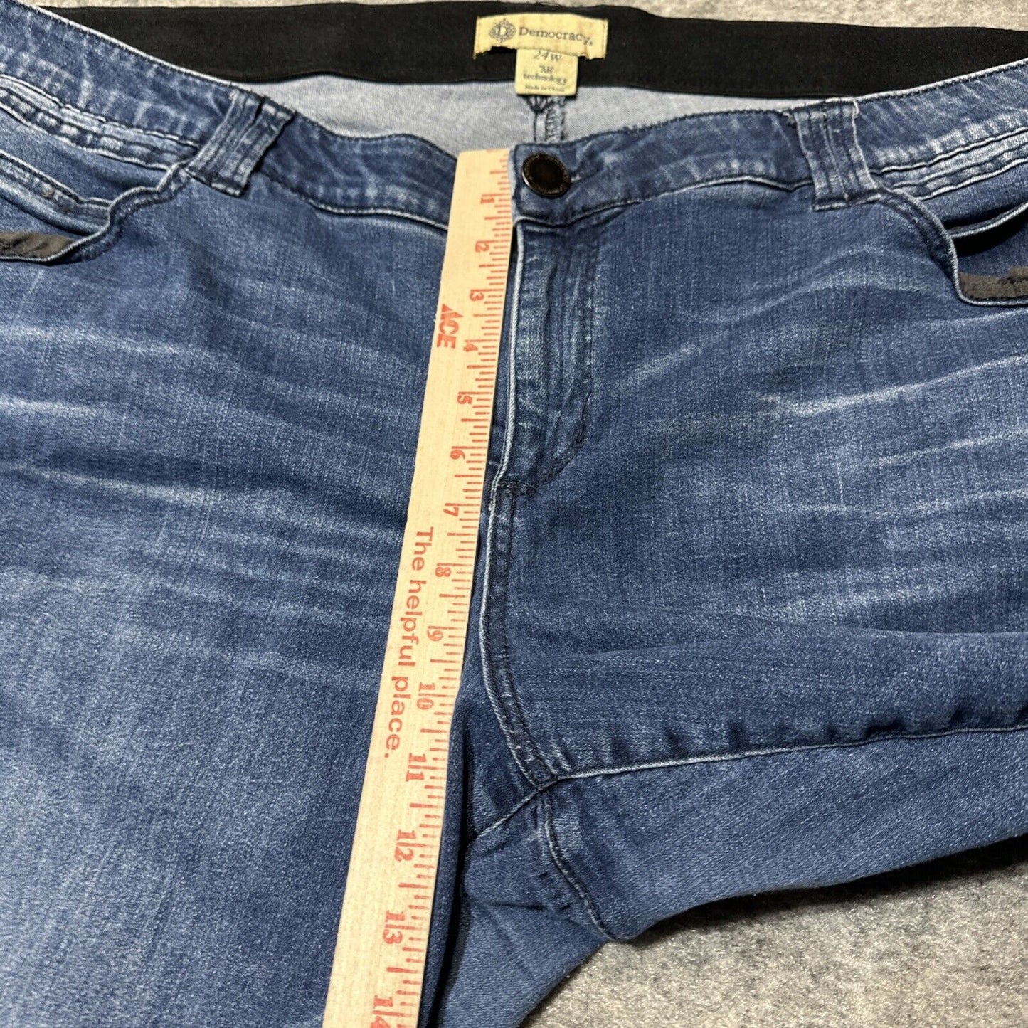 Democracy Distressed AB Technology Skinny Jeans Women's Size 24W Dark Blue Denim