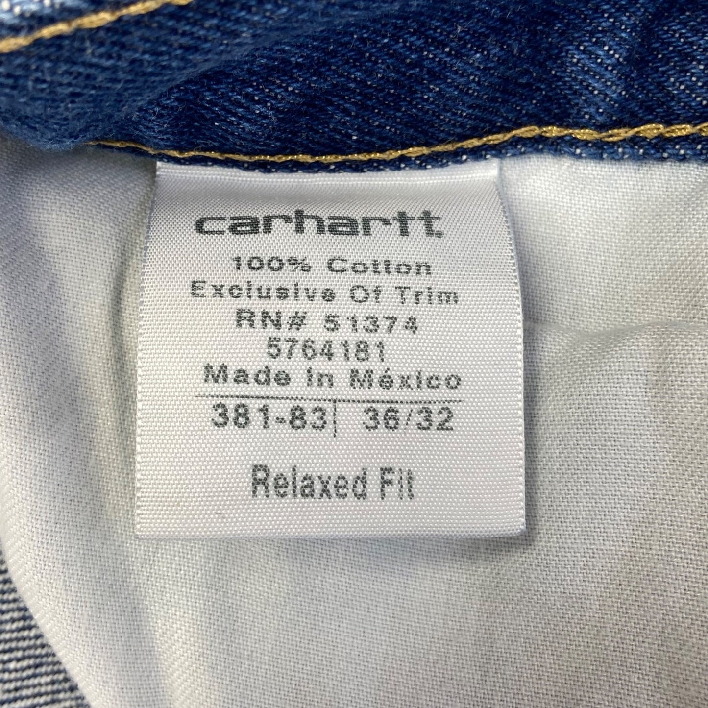 New Carhartt Relaxed Fit Straight Jeans Men's Sz 36x32 Blue Medium Wash MSRP $45