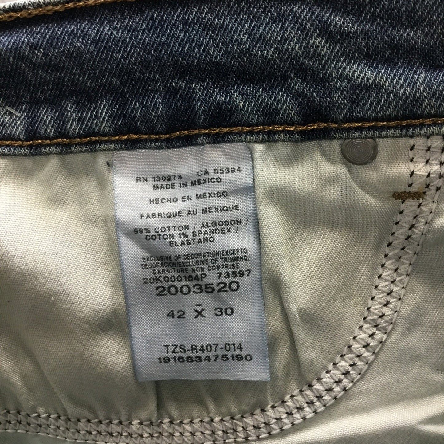 New Lee Slim Fit Straight Jeans Men's Size 42x30 Dark Blue Comfort Stretch