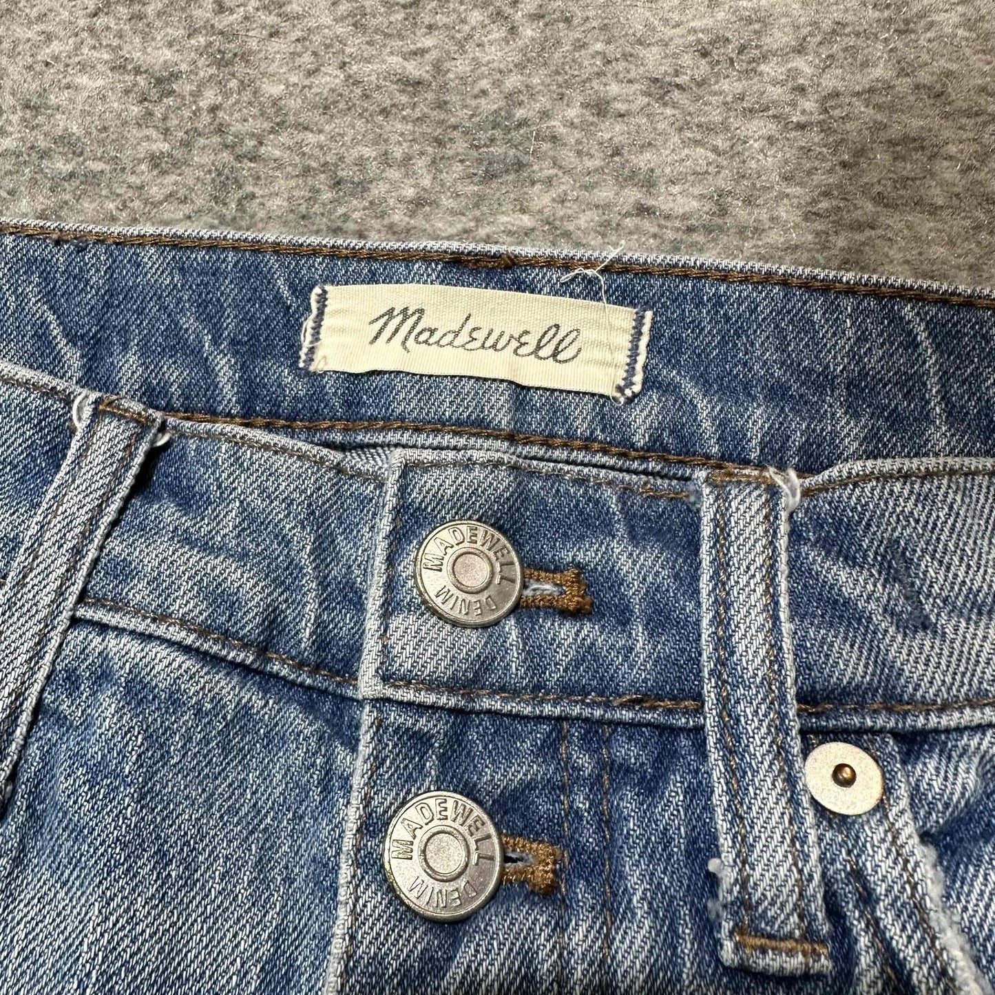 Madewell Women's Button Fly Cropped High Rise Cali Demi Boot Jeans Size 25 Blue