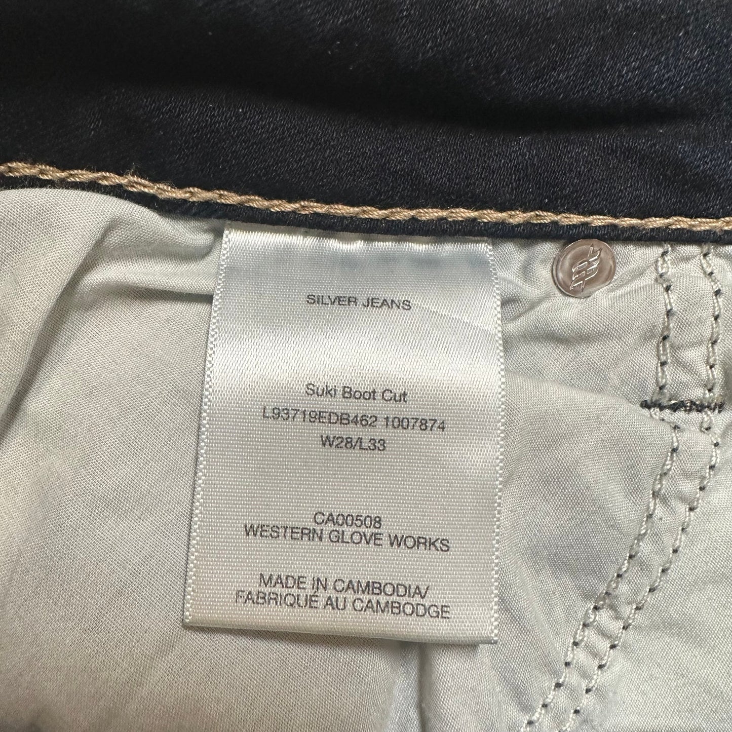 Silver Jeans Suki Bootcut Jeans Women’s Size 28/33 Blue Denim Dark Wash Hemmed