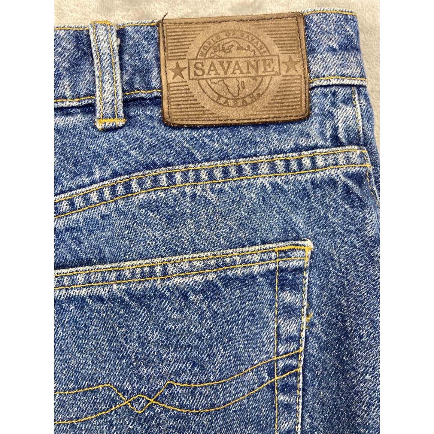 Vintage Savane Men's Straight Jeans 38x32 Blue Denim