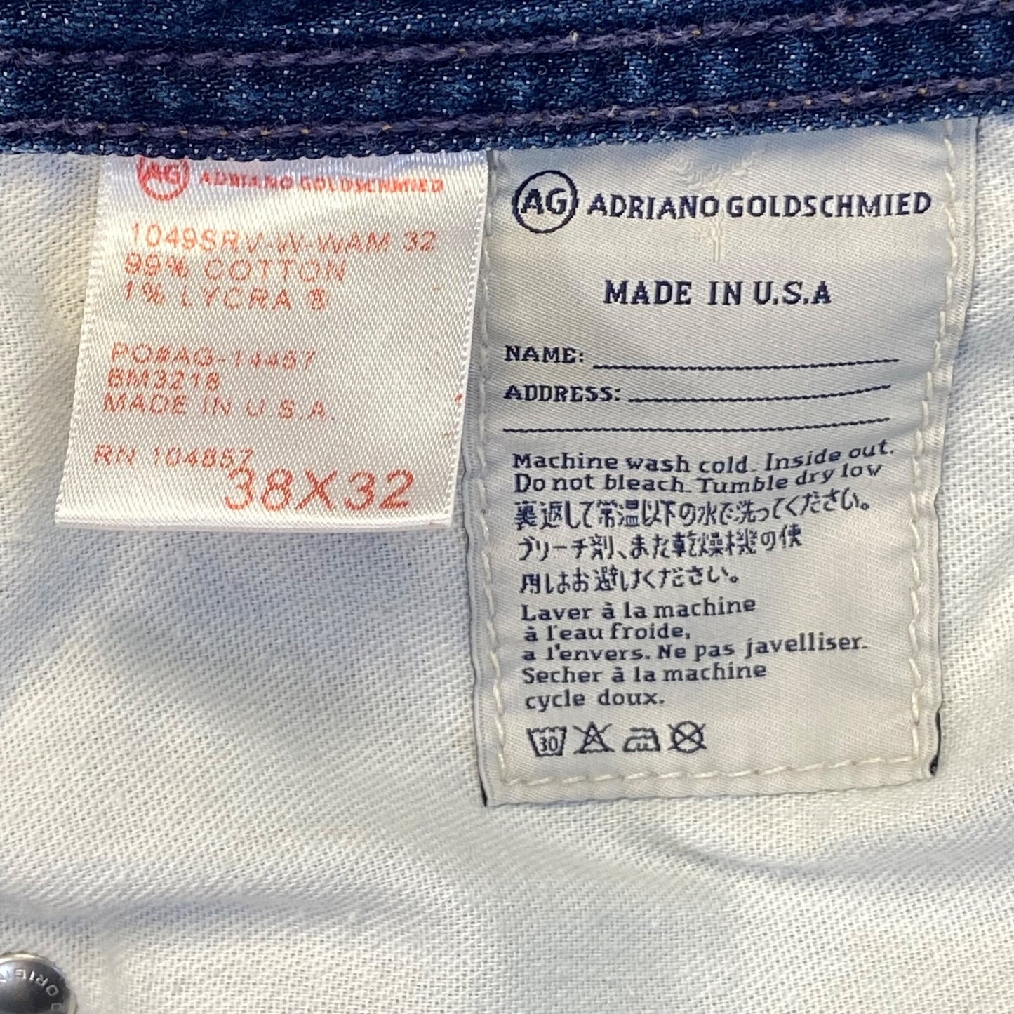 AG Adriano Goldschmied Men's The Protege Straight Leg Jeans 38x32 Blue