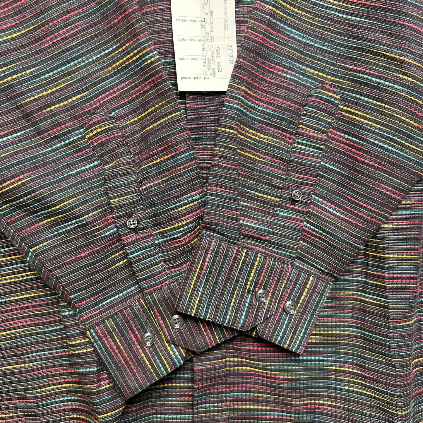 New Report Collection Striped Dress Shirt Men's Size XL Dark Multicolor