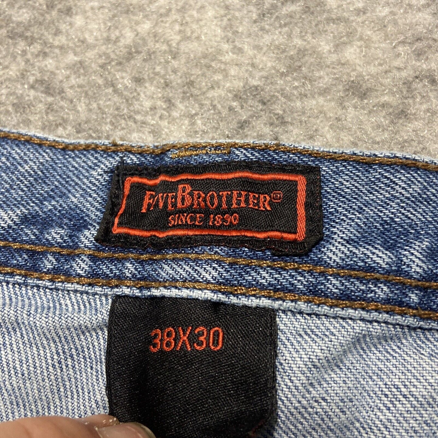 FIVEBROTHER Carpenter Straight Leg Jeans Men's 38x30 Blue Denim *Ripped Pocket*