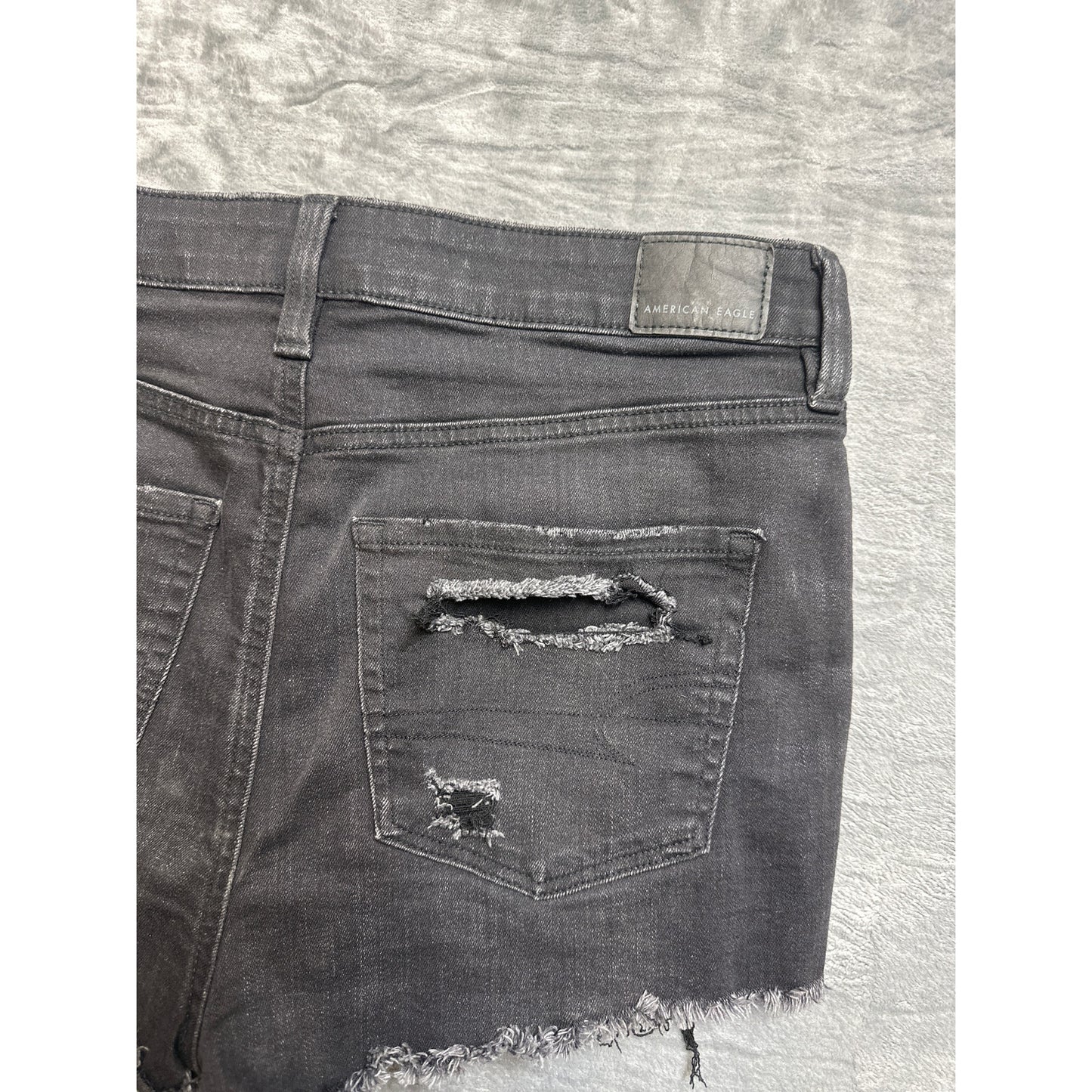 American Eagle Outfitters Destressed Cut-Off Shorts Women's Size 6 Black Denim