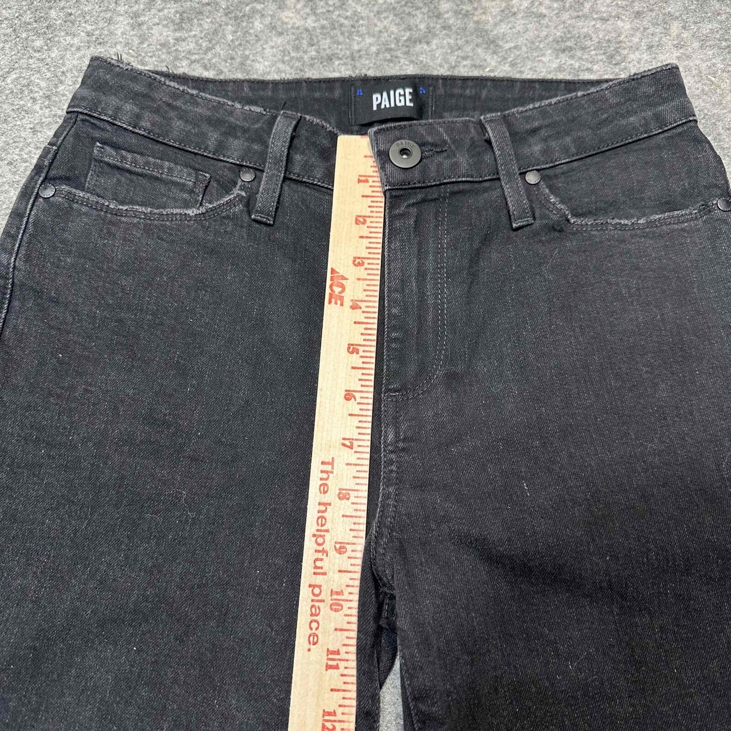 Paige Hoxton Straight Ankle Women's Ruffled Hem Flared Jeans Size 26P Black
