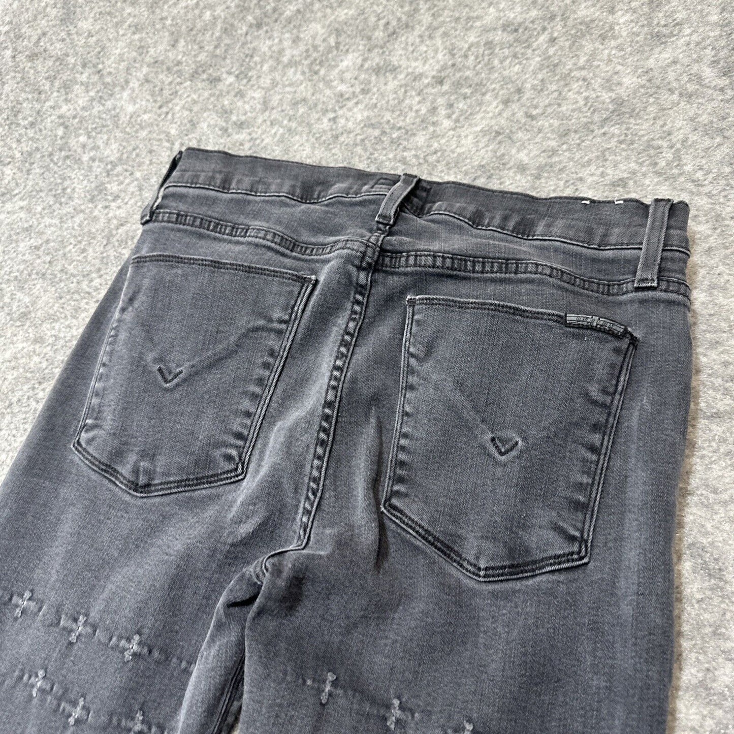 Hudson Nico Mid Rise Ankle SPR Skinny Women's Jeans Size 29 Black Distressed