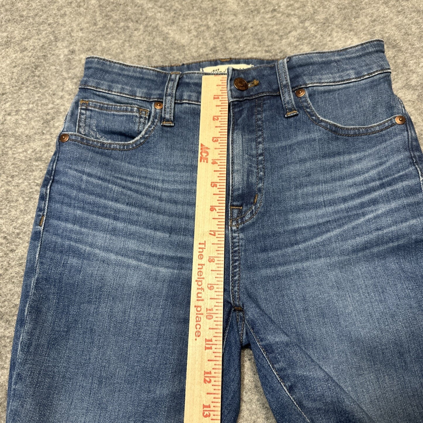 Madewell Distressed Curvy High Rise Skinny Crop Jeans Women's Size 25 P Blue