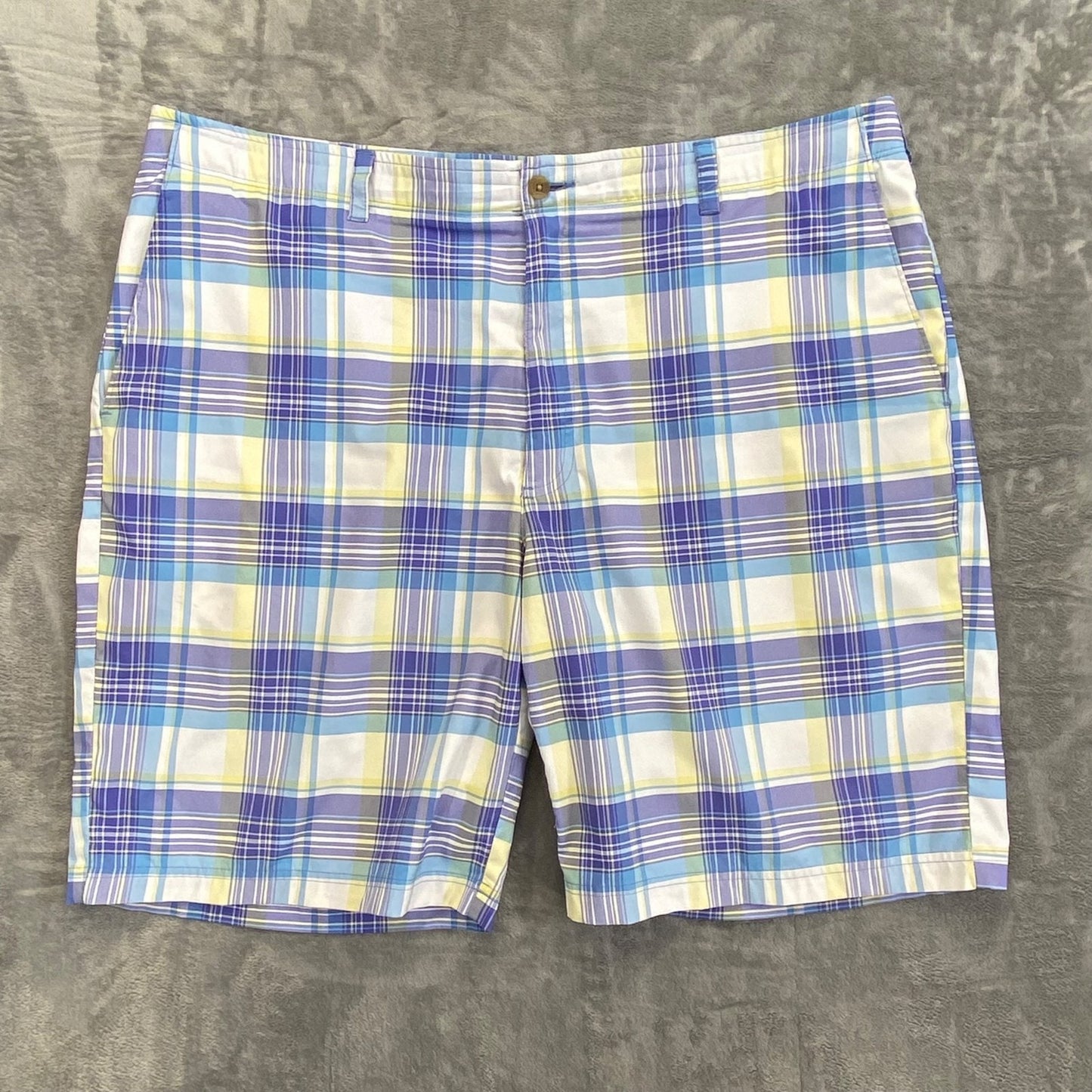 Jack Nicklaus Golf Shorts Men's Sz 40 Blue White Plaid Elastic Waist 11" Longer