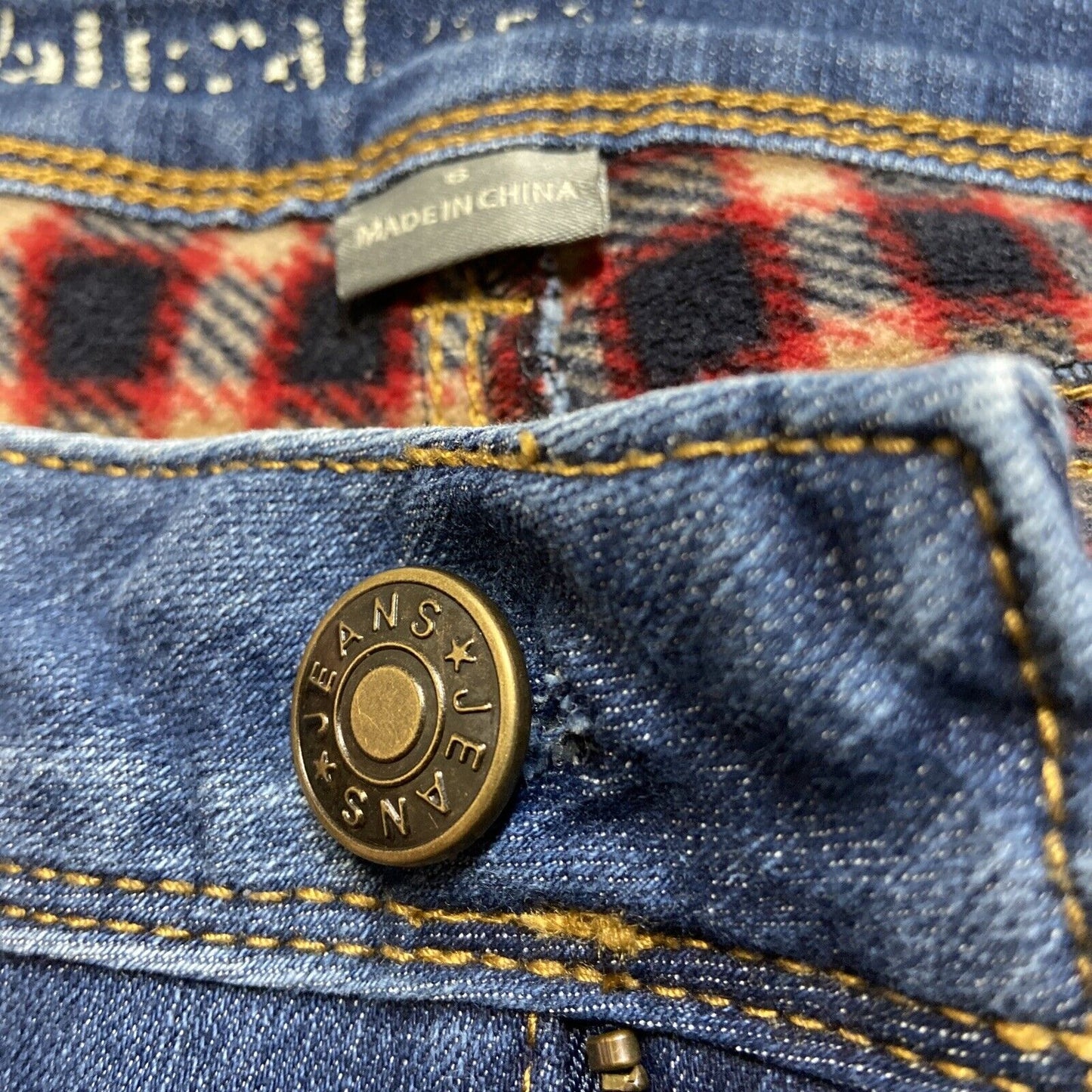 Natural Reflections Flannel Lined Straight Jeans Women's Size 6 Dark Blue
