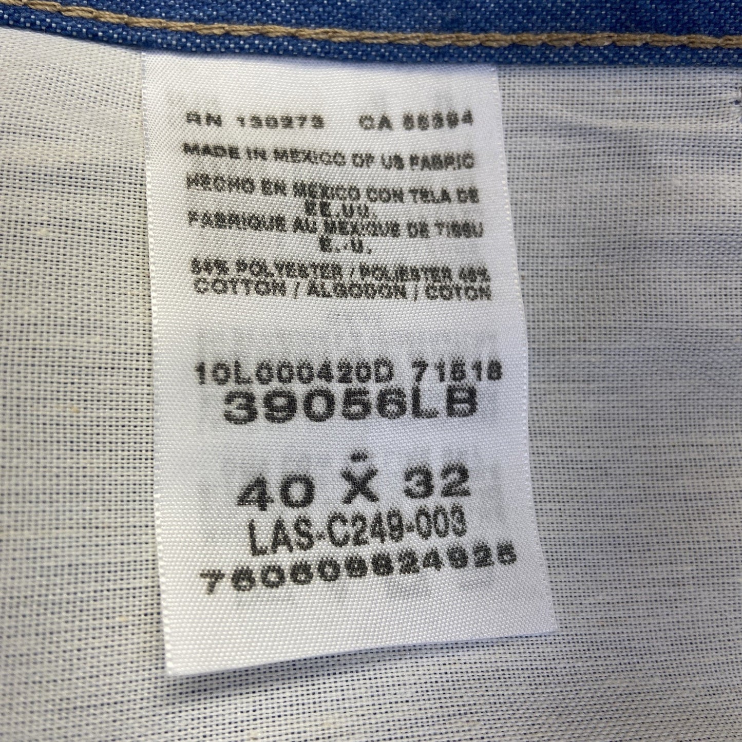 New Wrangler Rugged Wear Straight Jeans Men's Size 40x32 Blue Denim