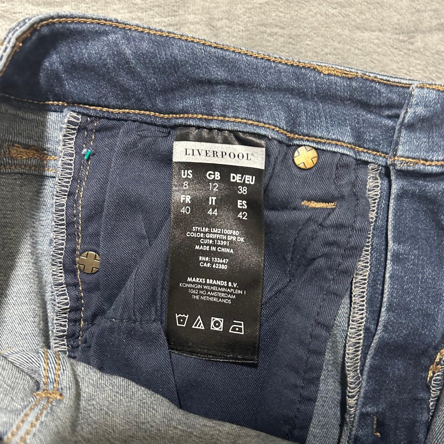 Liverpool Los Angeles High Rise Ankle Skinny Jeans Women's Size 8 Blue Denim