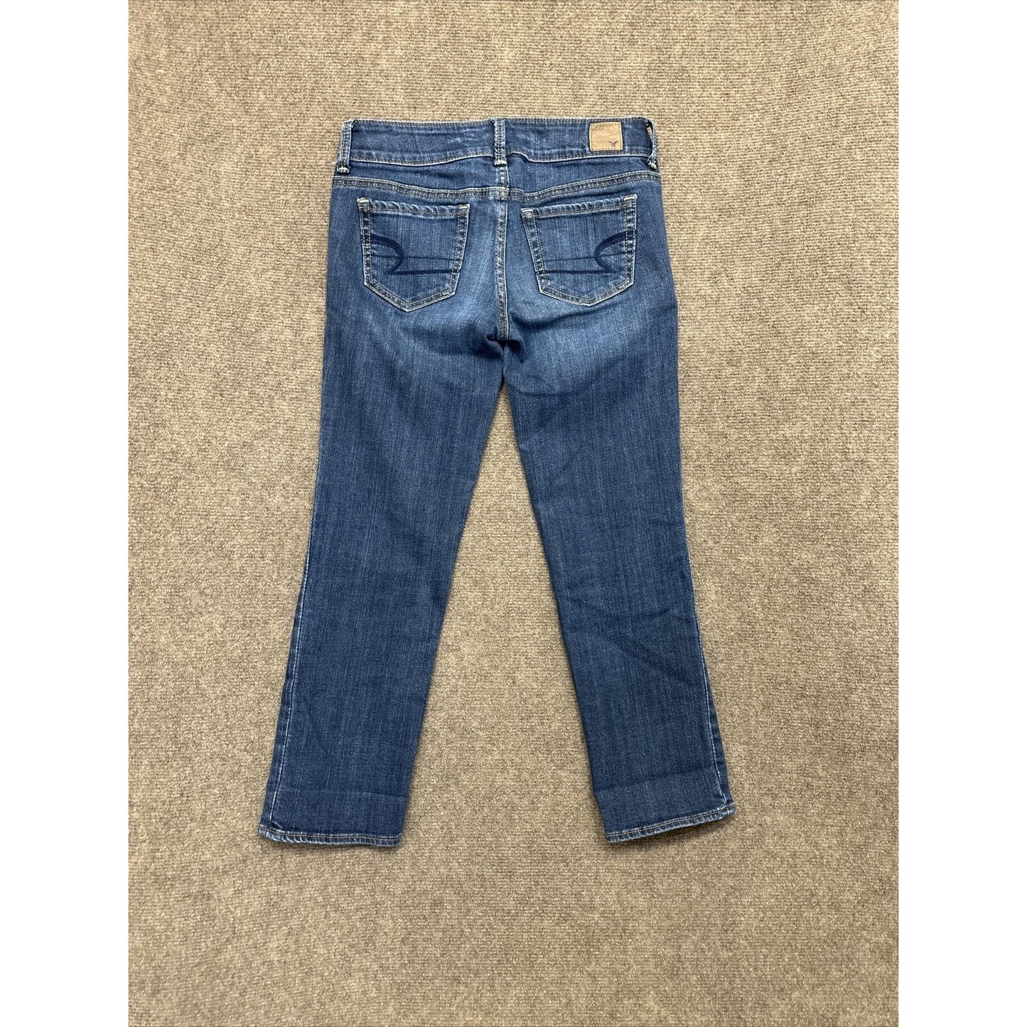American Eagle Artist Stretch Women's Straight Jeans Size 2 R Blue Dark Wash