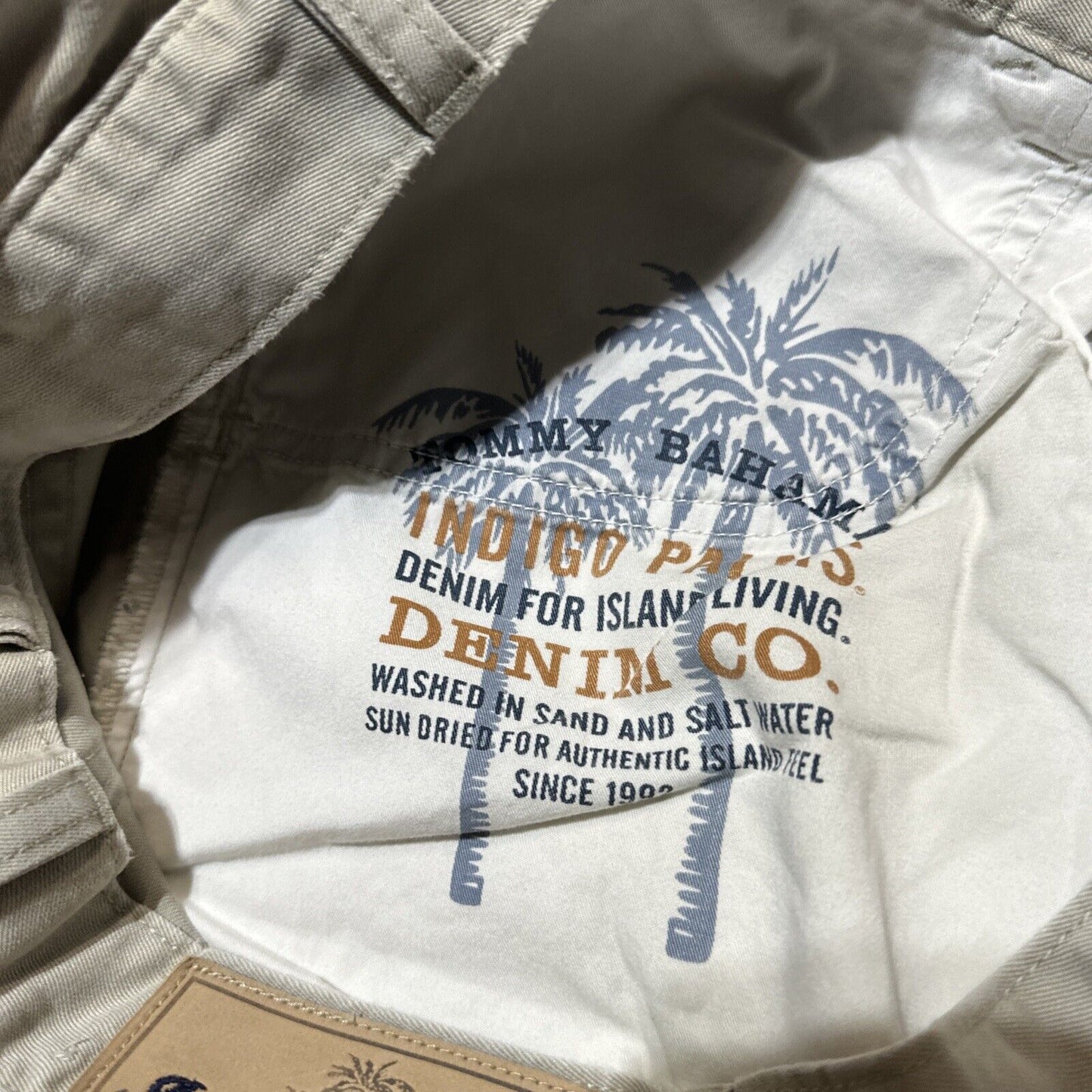 Indigo Palms Relaxed Fit Men's Straight Jeans Size 33x32 Beige Light Wash Denim