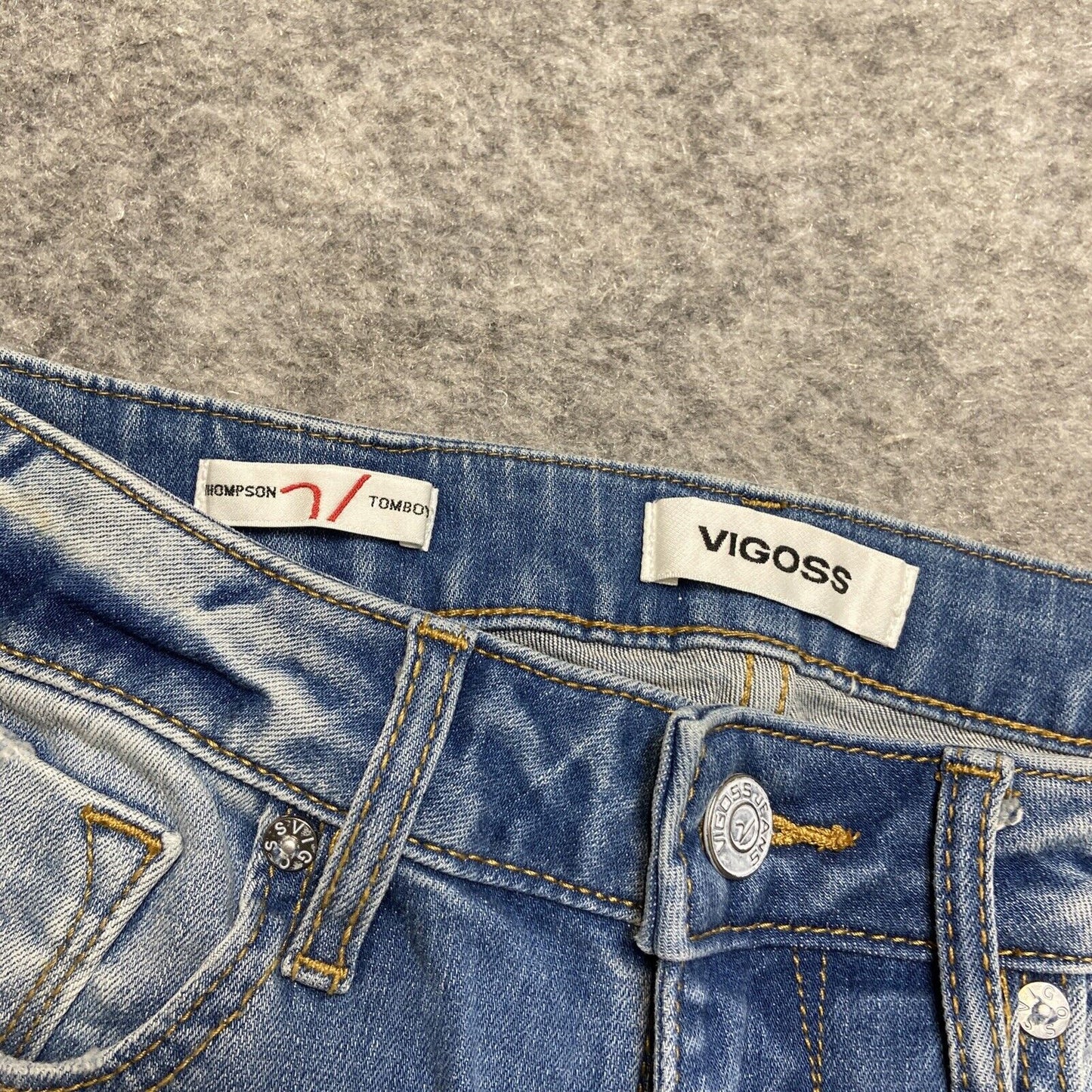New Vigoss Distressed Thompson Tomboy Skinny Jeans Women's 25 Light Blue Faded