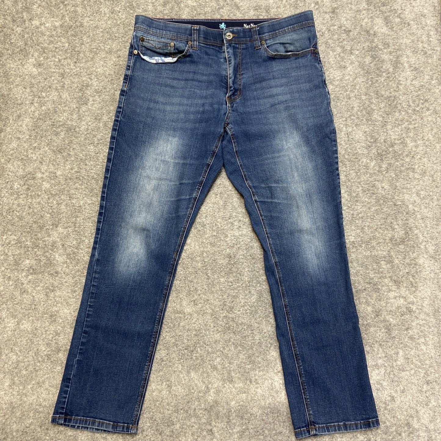 Nat Nast Straight Jeans Men's Size 36x32 Blue Dark Wash Faded Denim
