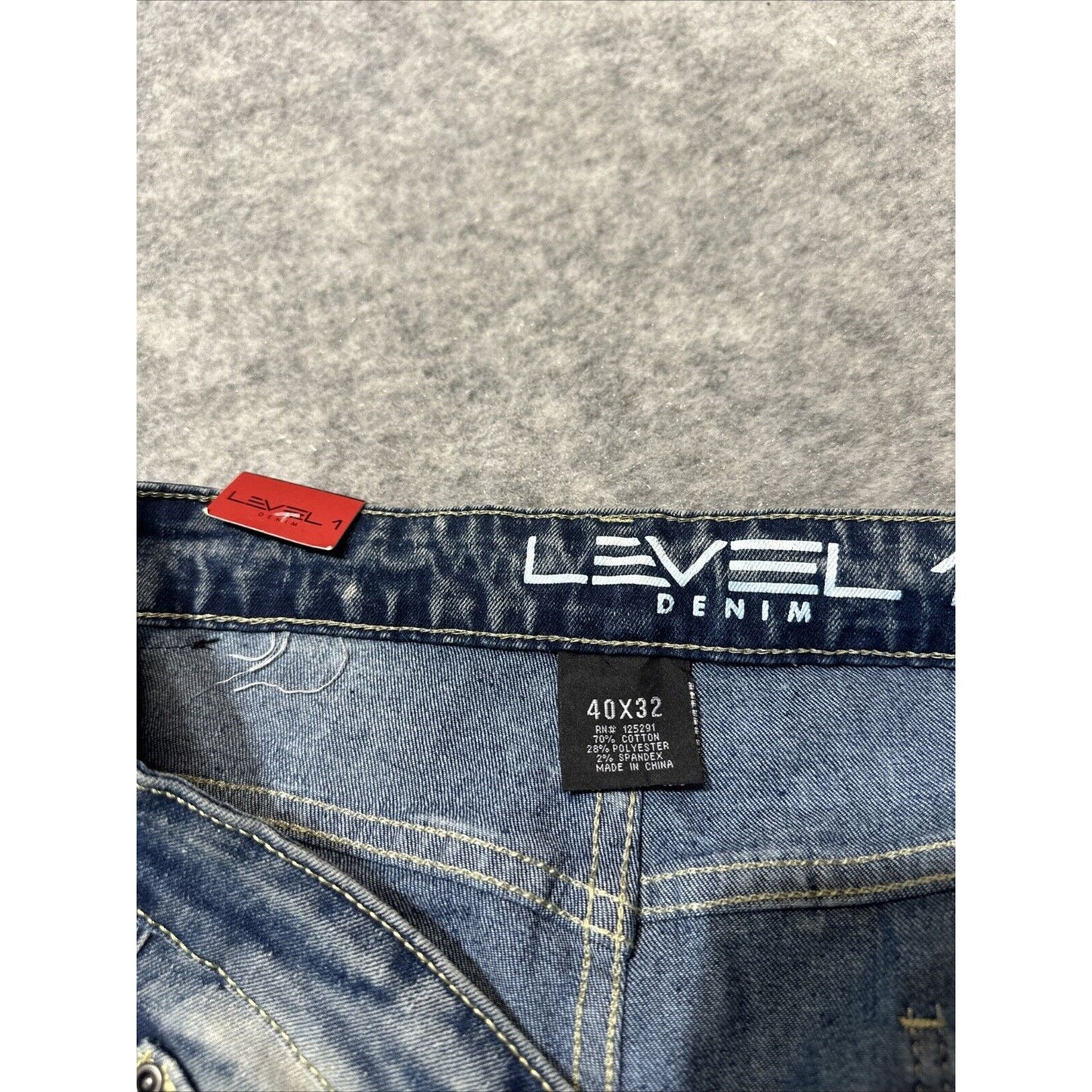 New Level 1 Denim Men's Slim Straight Jeans Sz 40x32 Blue Hip Streetwear Grunge