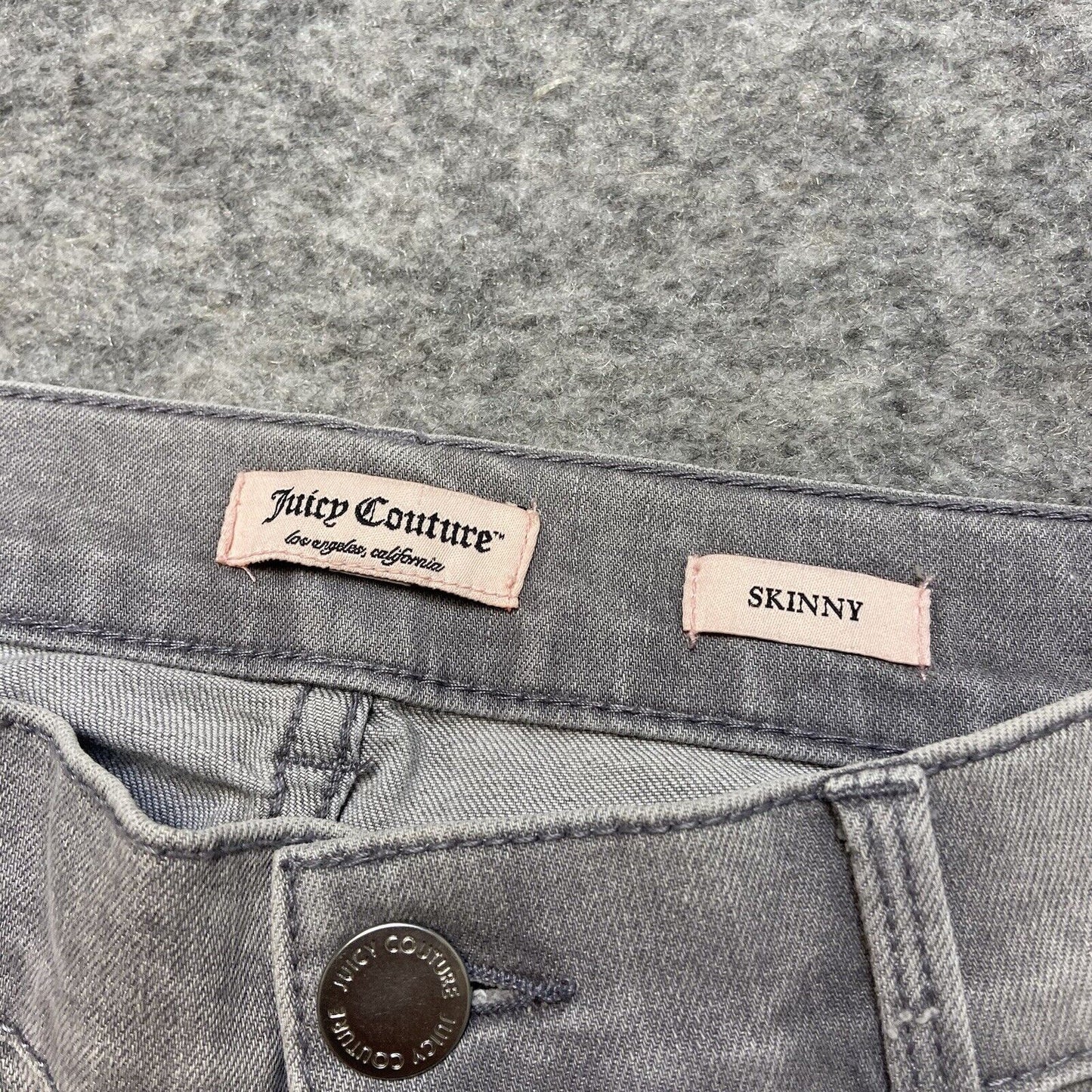 Juicy Couture Distressed Skinny Jeans Women's Size 28 Gray Sequin Embellished