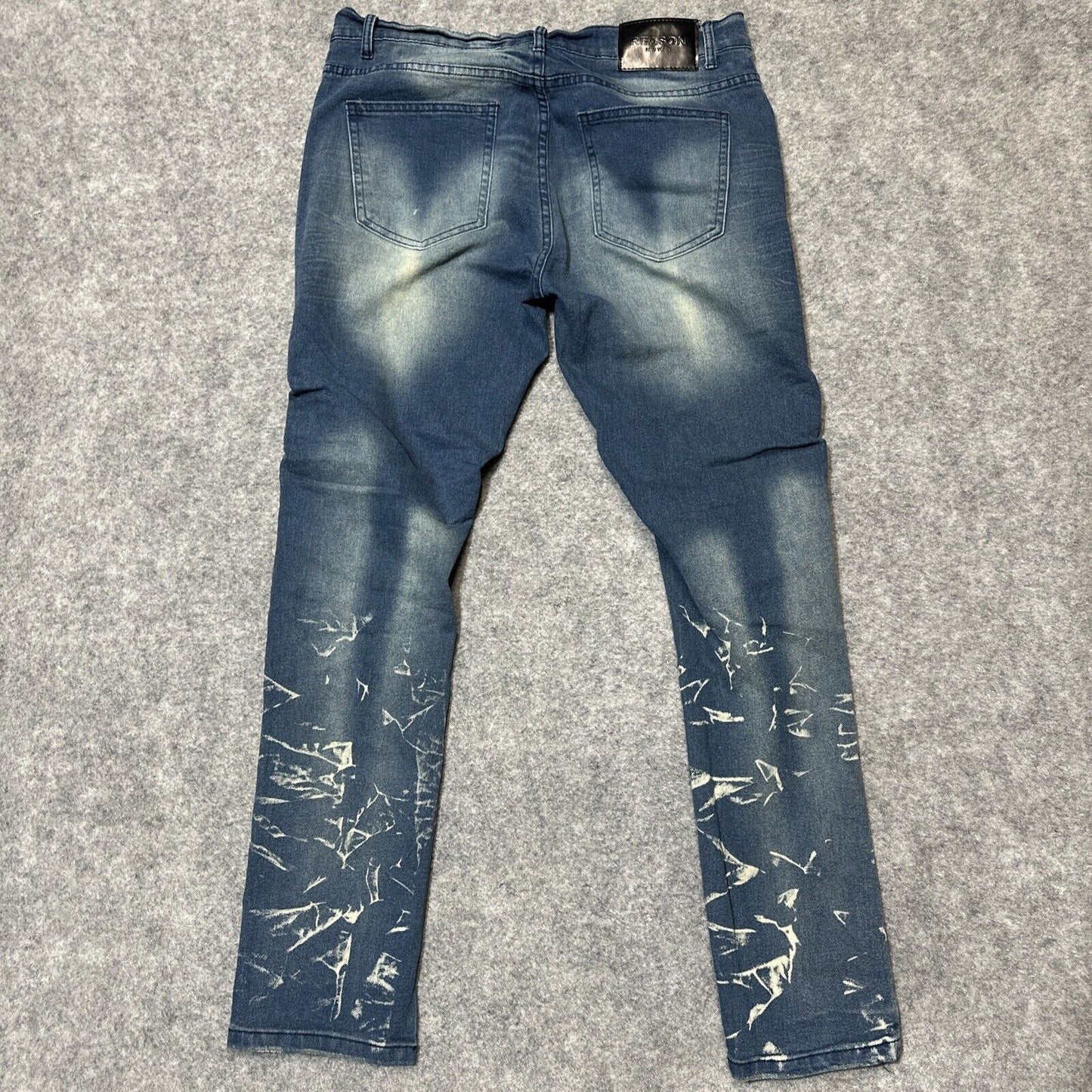 Reason Distressed Skinny Jeans Men's Size 36 Bleached Leg Denim