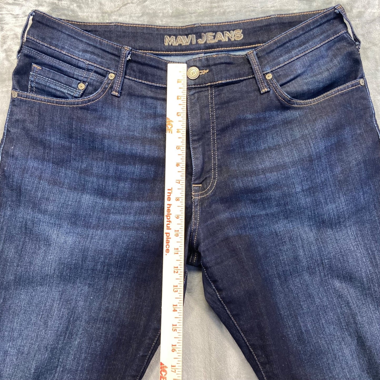 Mavi Men's Straight Jeans Size 36 Blue Dark Wash