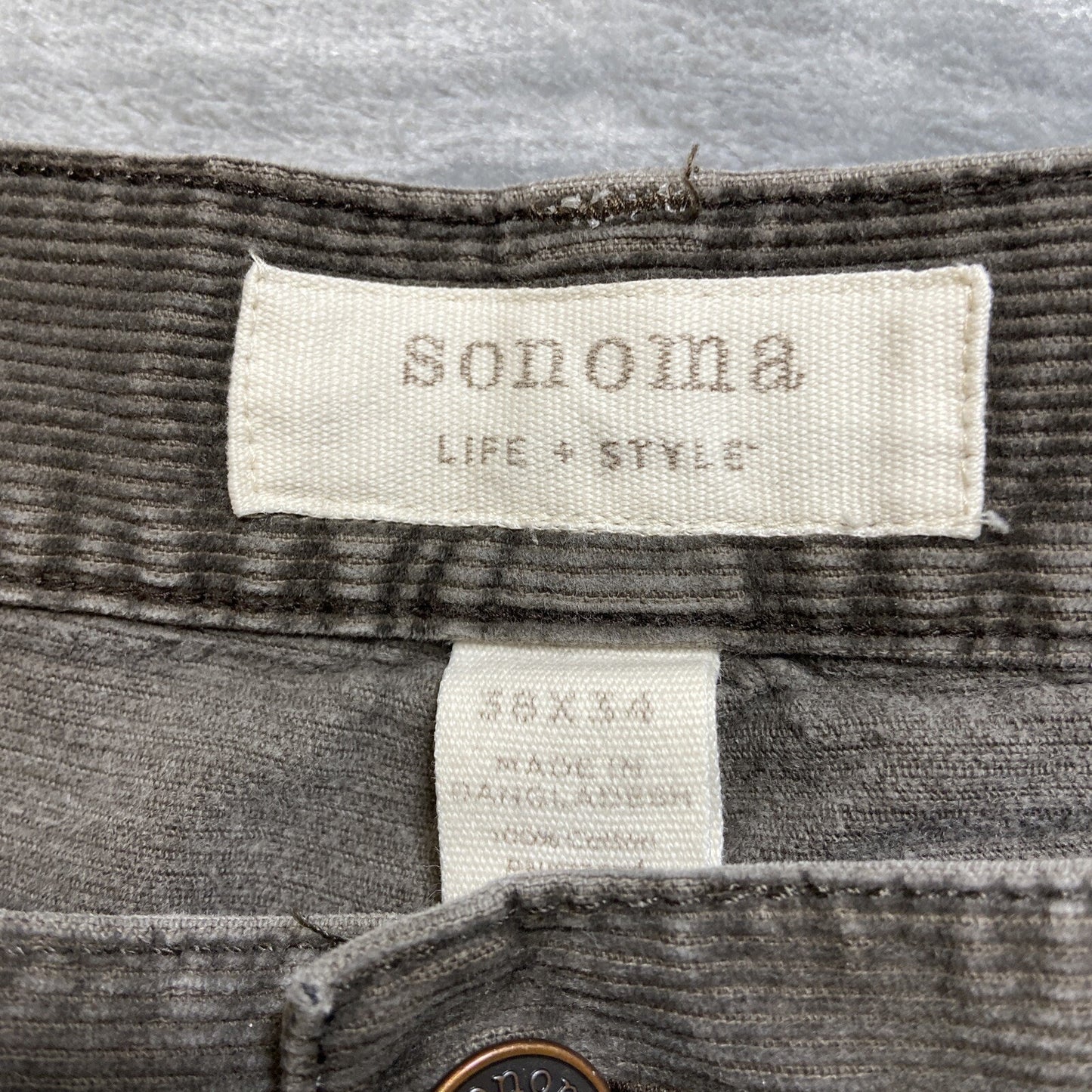 Sonoma Corduroy Bootcut Jeans Men's Size 38x34 Taupe Stone Gray Brown Pants