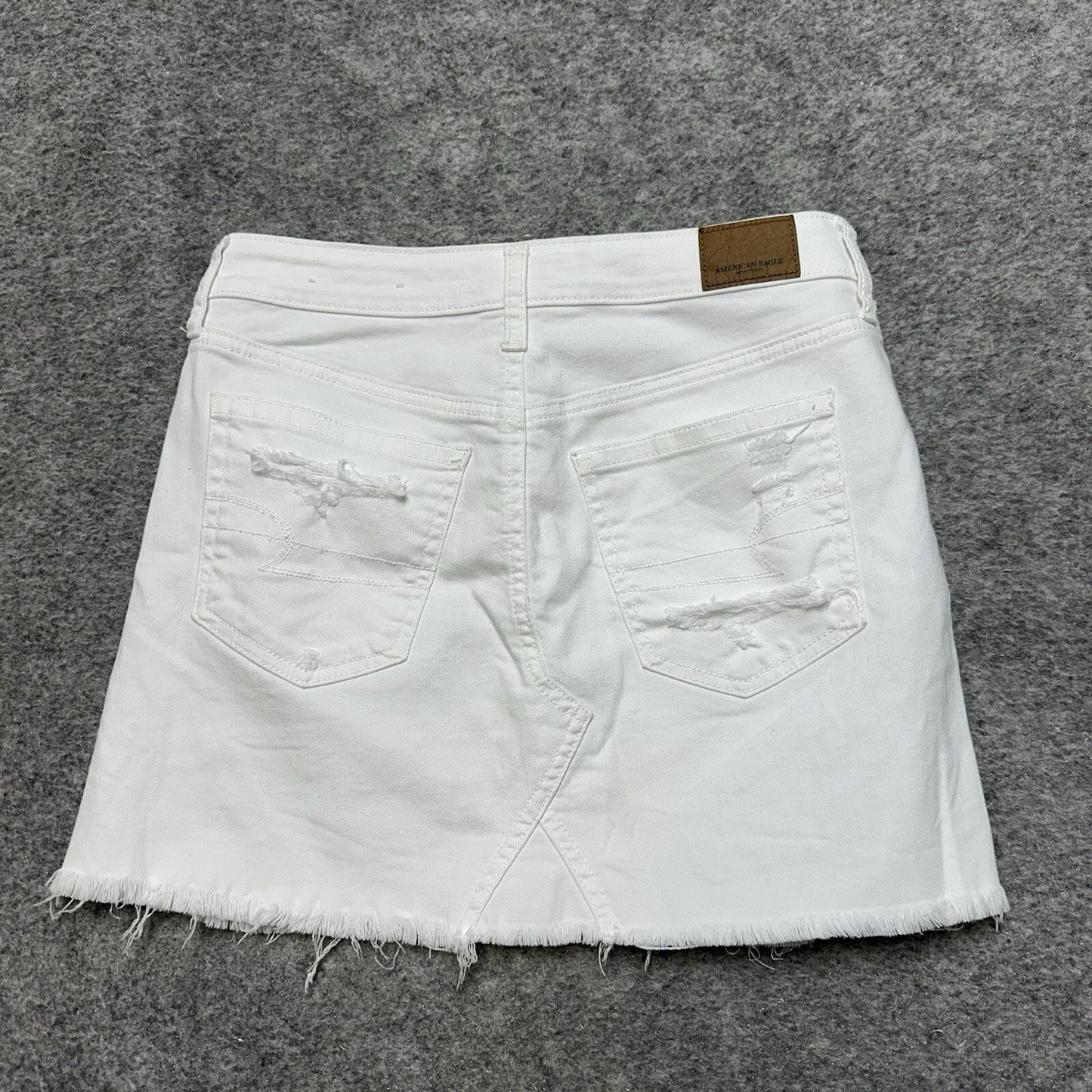 American Eagle Distressed Stretch Mini Jean Skirt Women's Size 4 White Denim