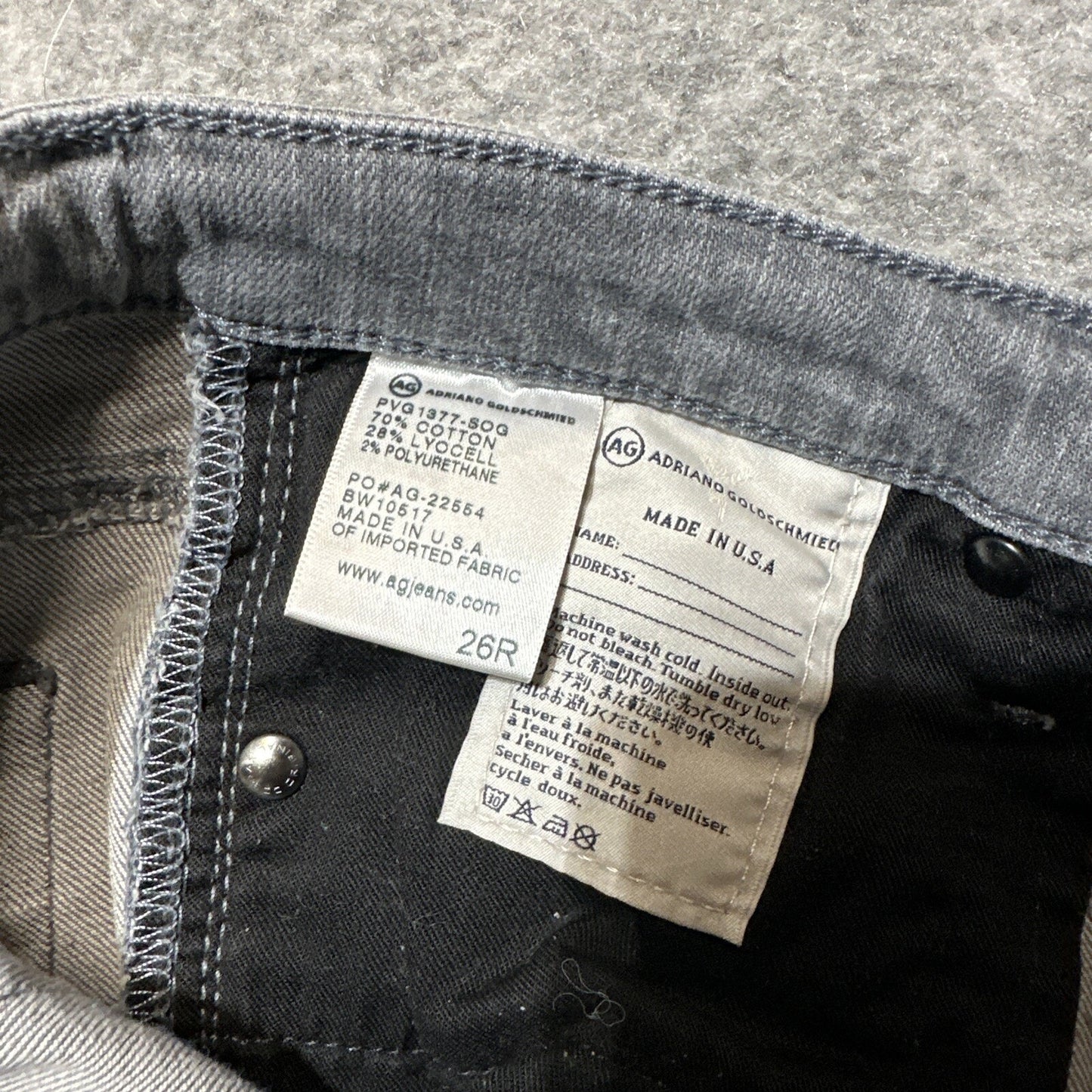 AG Adriano Goldschmied The Stevie Ankle Women’s Straight Leg Jeans Size 26R Gray