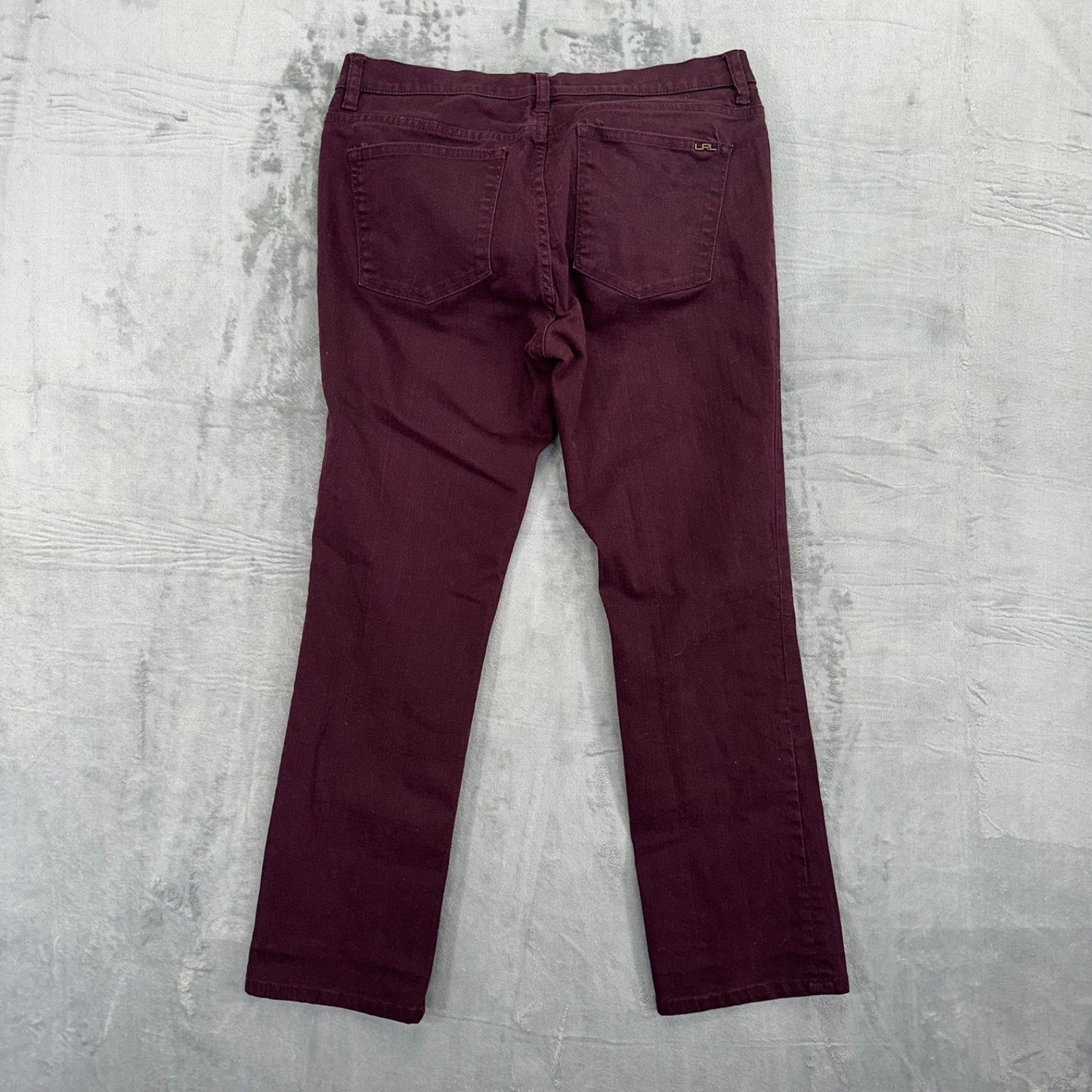 Lauren Ralph Lauren Women's Modern Straight Jeans 12P Burgundy