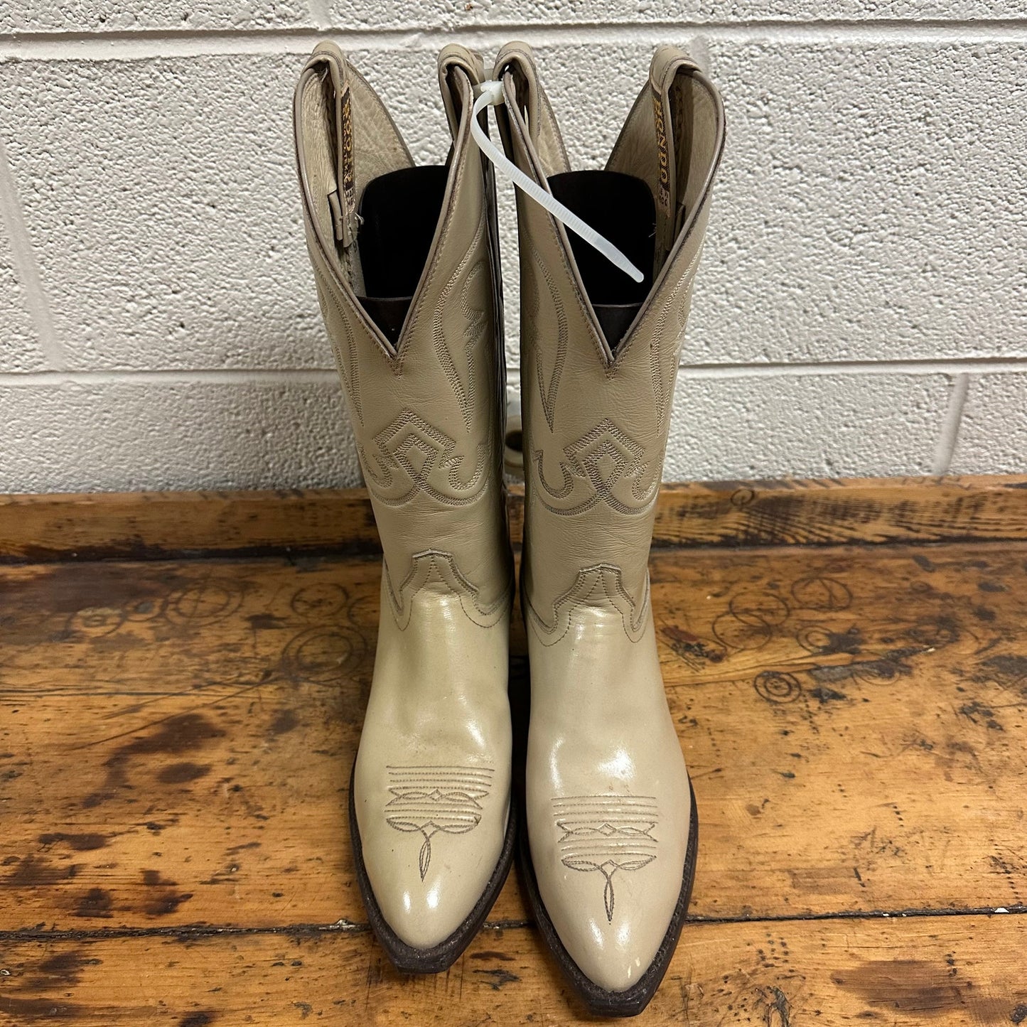 New Hondo Deadstock Western Riding Boots Men's Sz 7.5B Brown Leather Embroidered