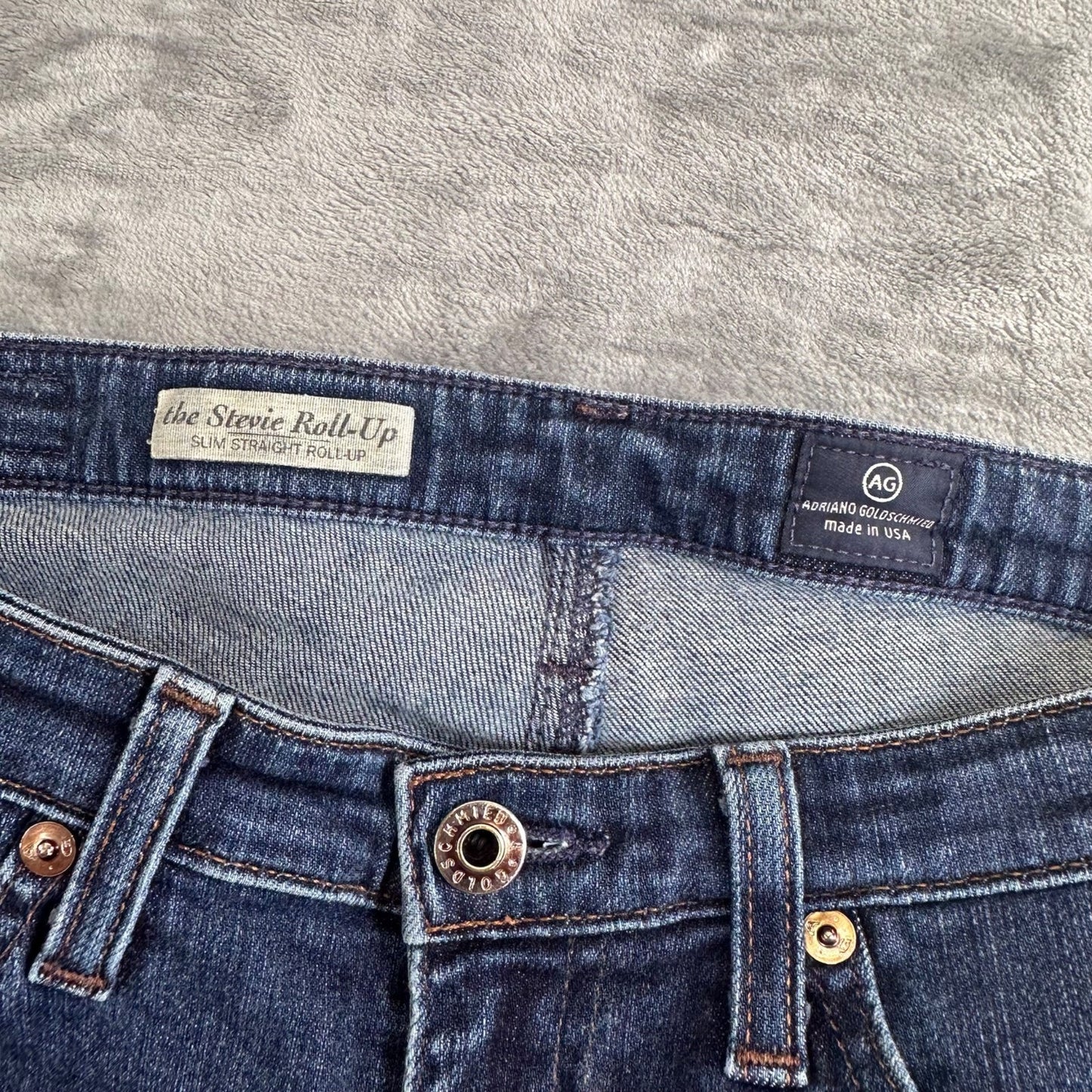 AG Adriano Goldschmied Women's Stevie Roll-Up Slim Straight Jeans Size 27R Blue
