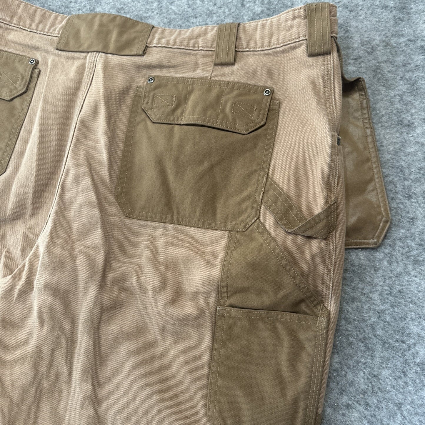 Duluth Men's Double Knee Carpenter Cargo Jeans Sz 44x26 Brown Tool Denim